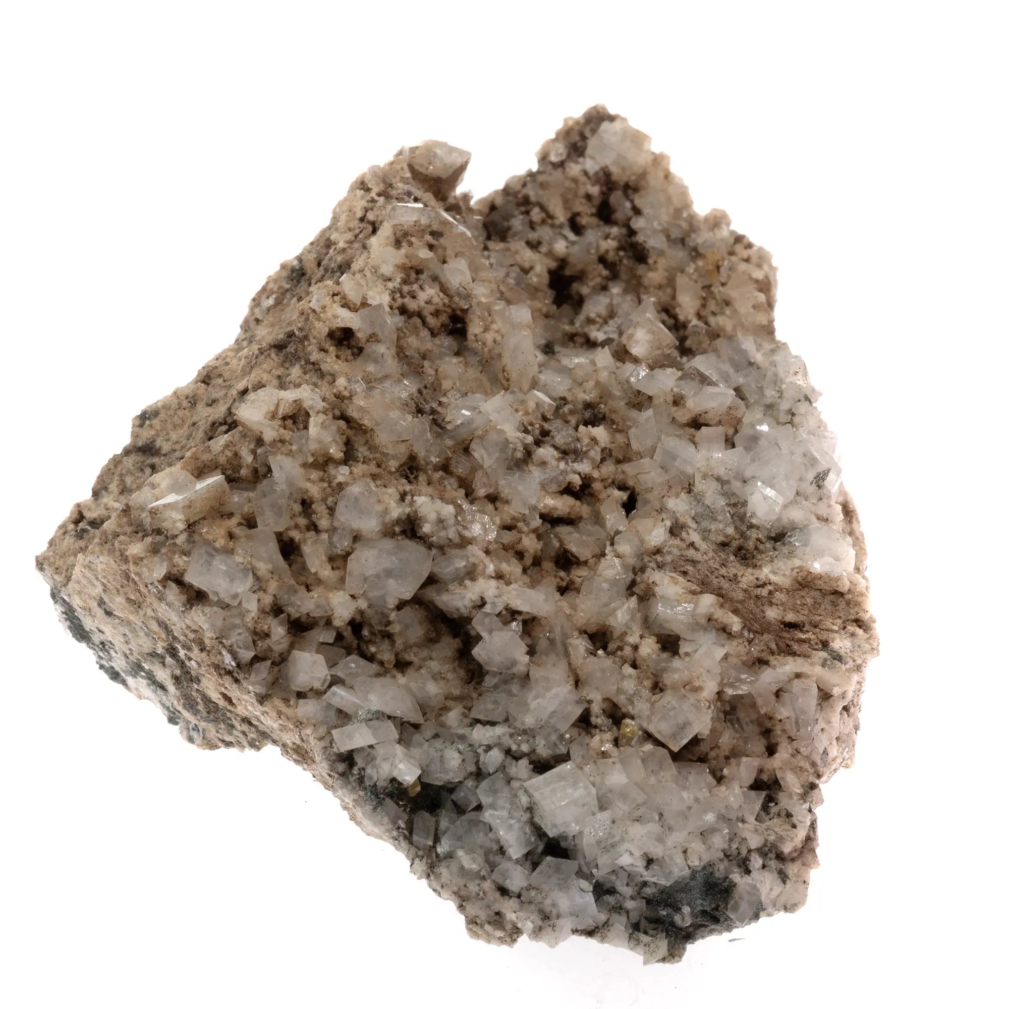 Adulaire blanche avec titanite dorée cristaux sur gangue - Suisse