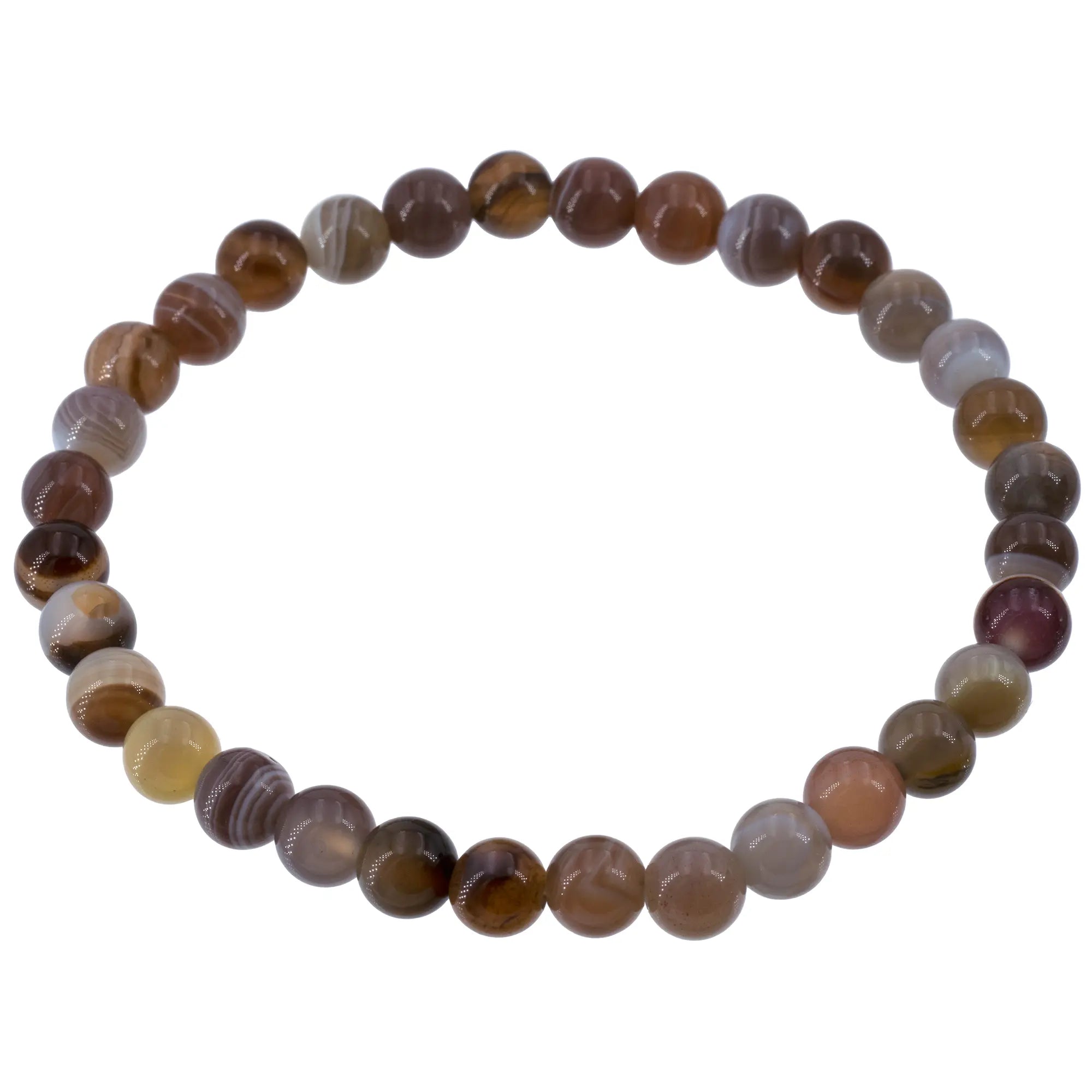 Bracelet Agate perle ronde 6mm  - CRISTAL SOURCES