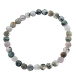 Bracelet Agate mousse perle ronde 6mm  - CRISTAL SOURCES