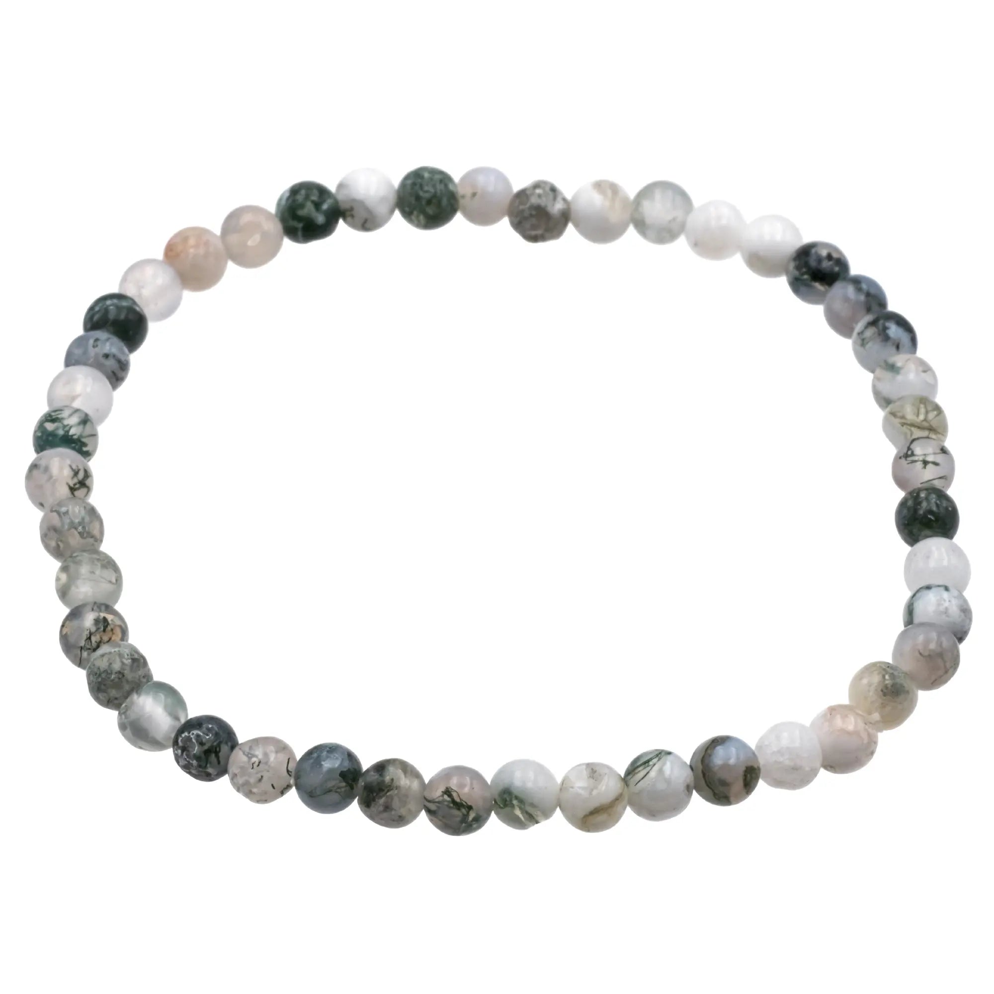 Bracelet Agate mousse perle ronde 4mm  - CRISTAL SOURCES