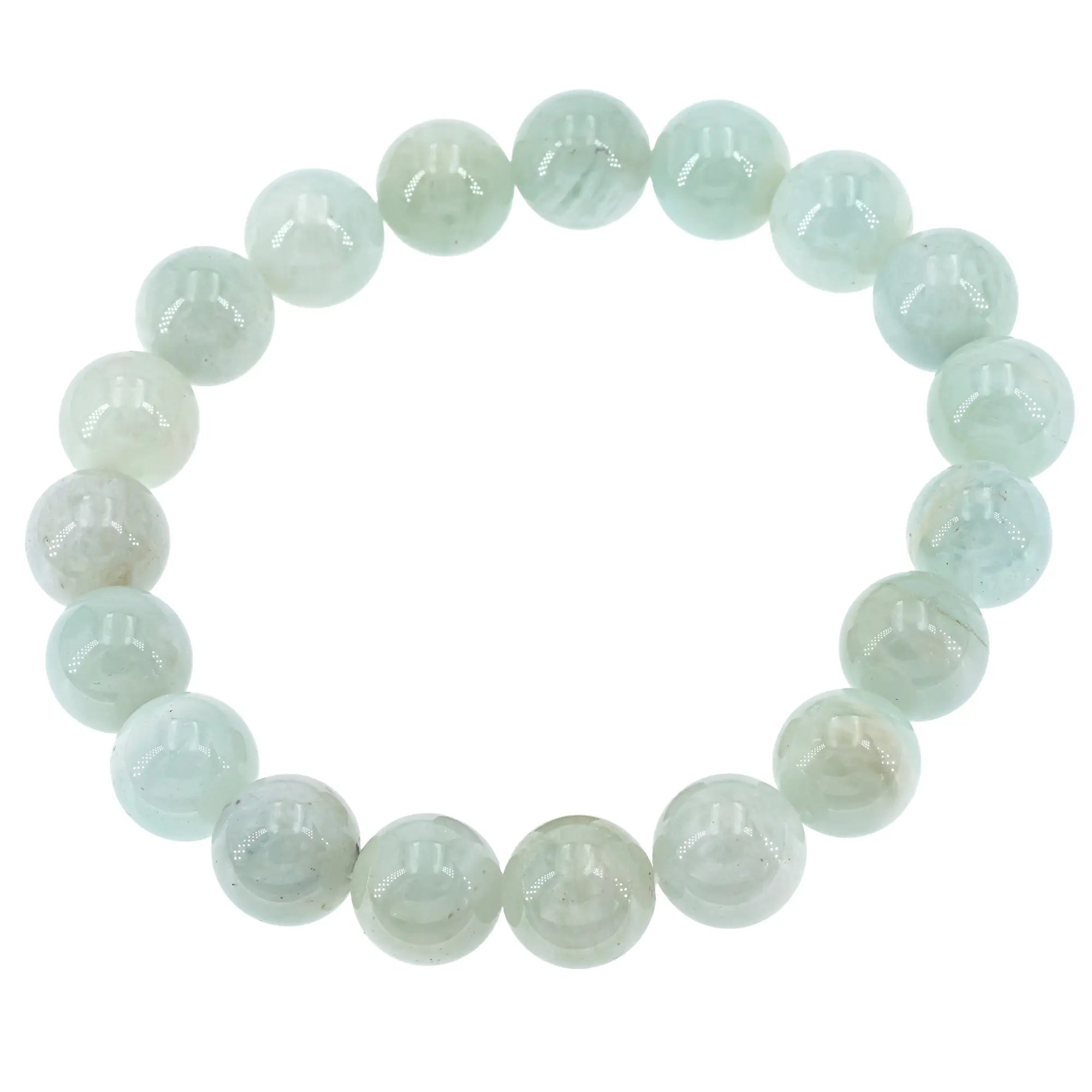 Bracelet Aigue-marine perle ronde 10mm  - CRISTAL SOURCES