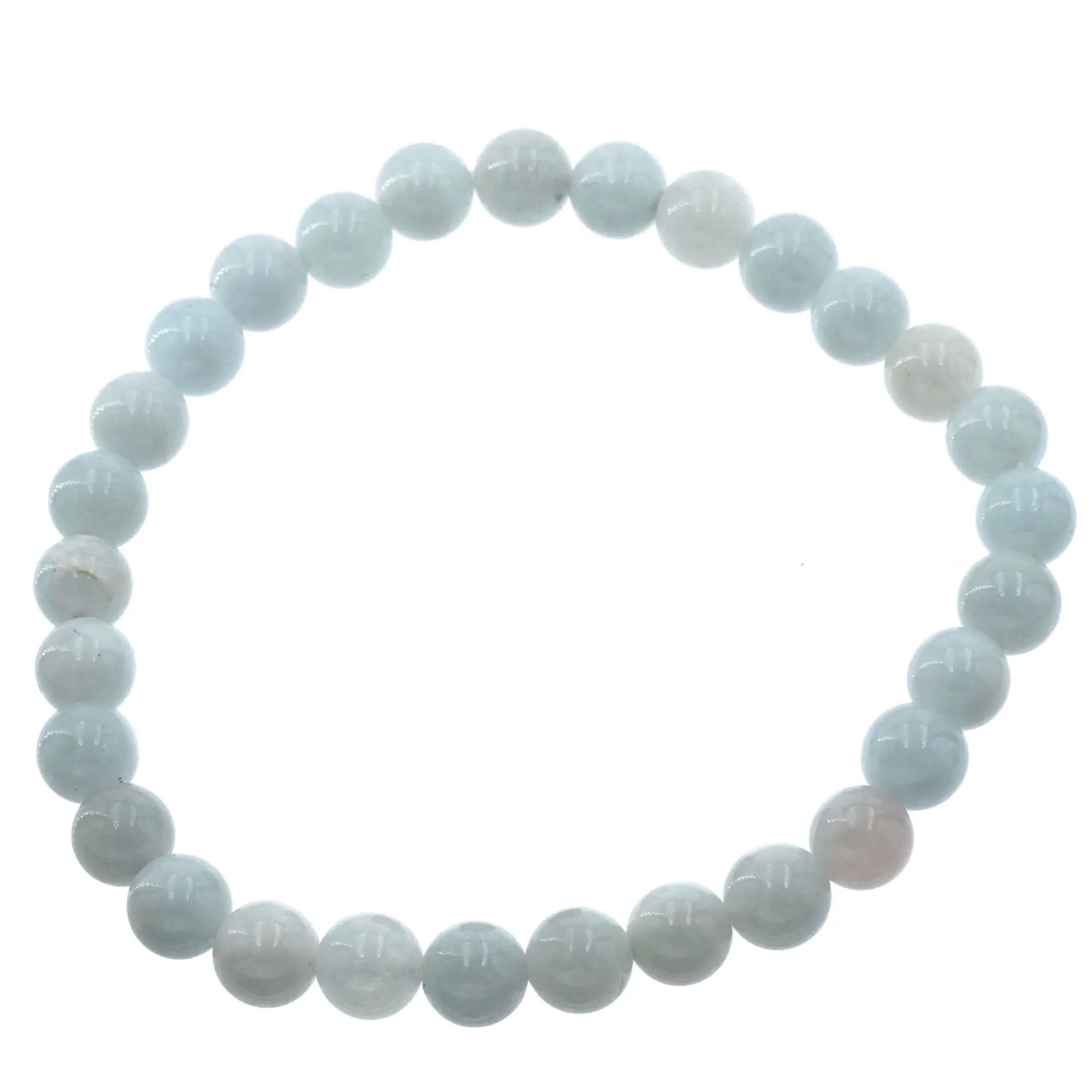 Bracelet Aigue-marine perle ronde 6mm  - CRISTAL SOURCES