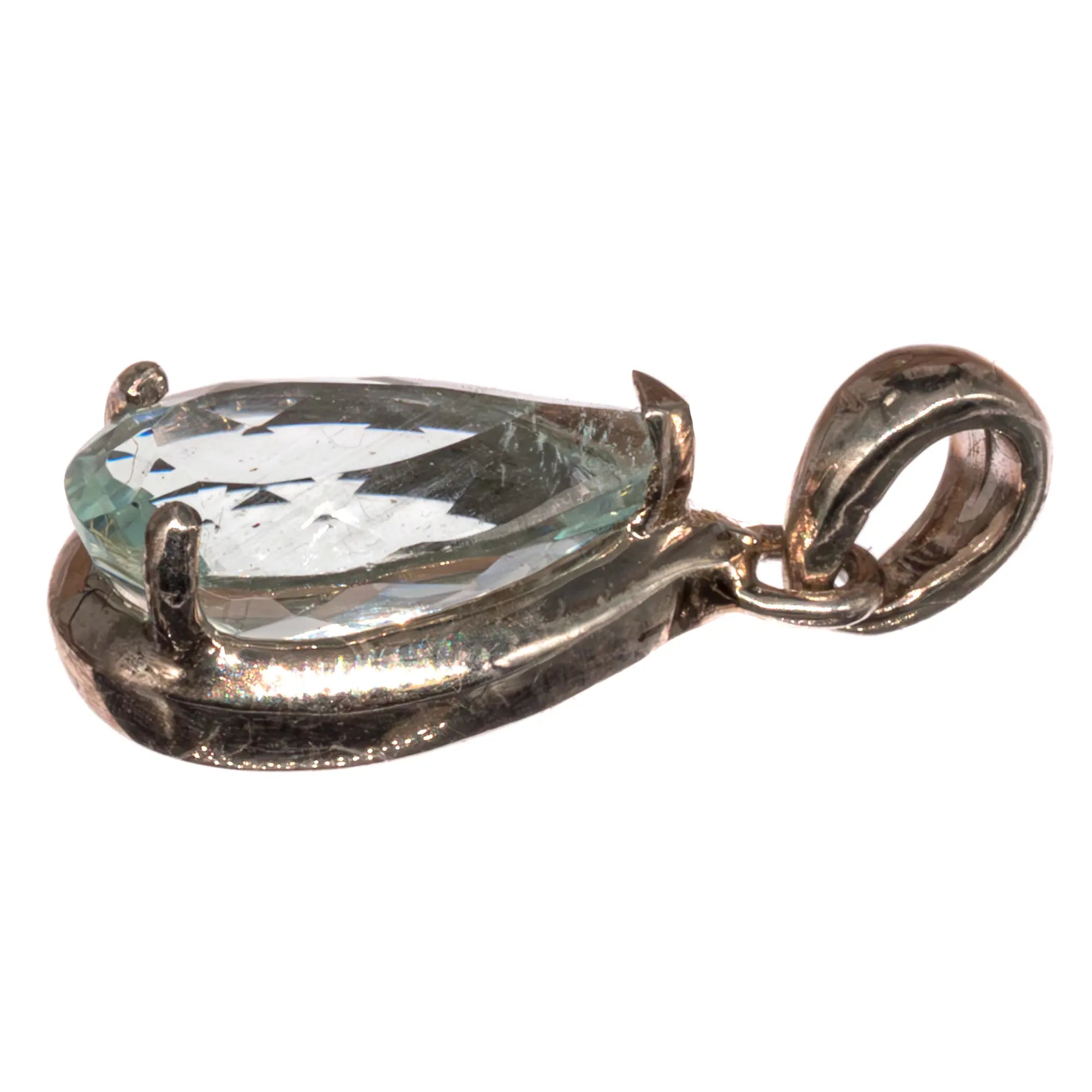 Pendentif Aigue-marine argent - pierre facetée - CRISTAL SOURCES