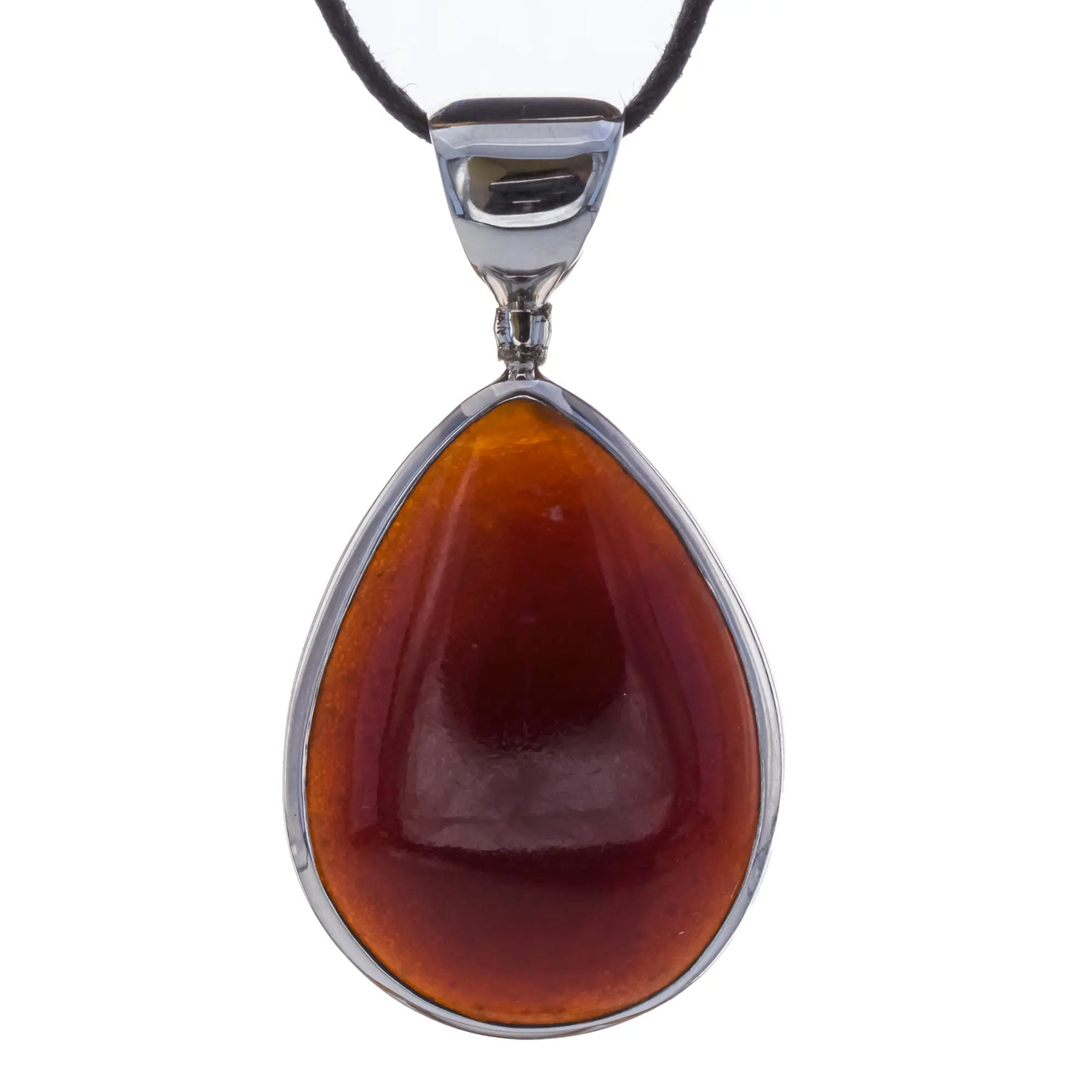 Pendentif Pierre Plate Goutte Pierre de Lune Noire - Argent Pendentif Pierre Plate Goutte Pierre de Lune Noire - Argent