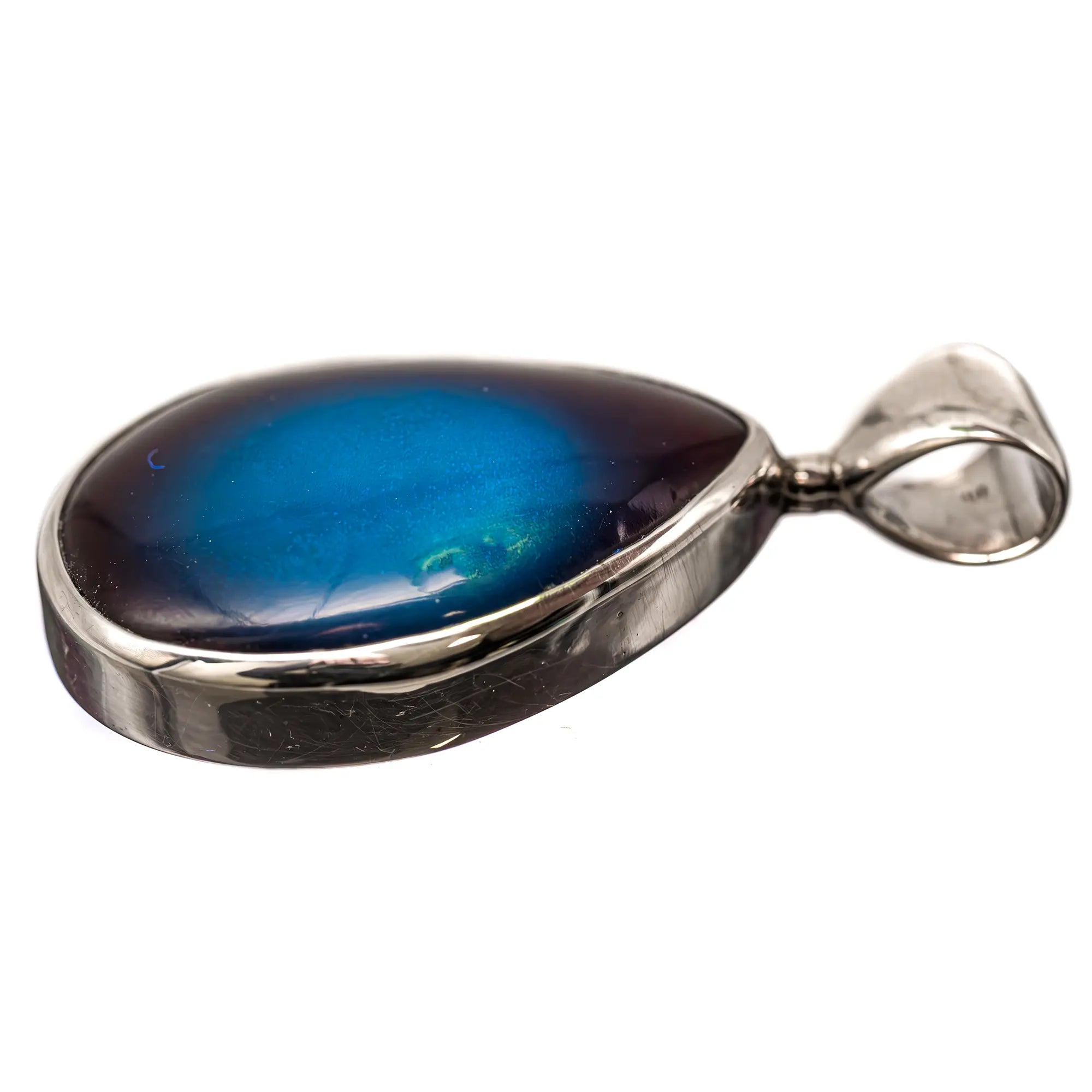 Pendentif Ambre bleu argent - CRISTAL SOURCES