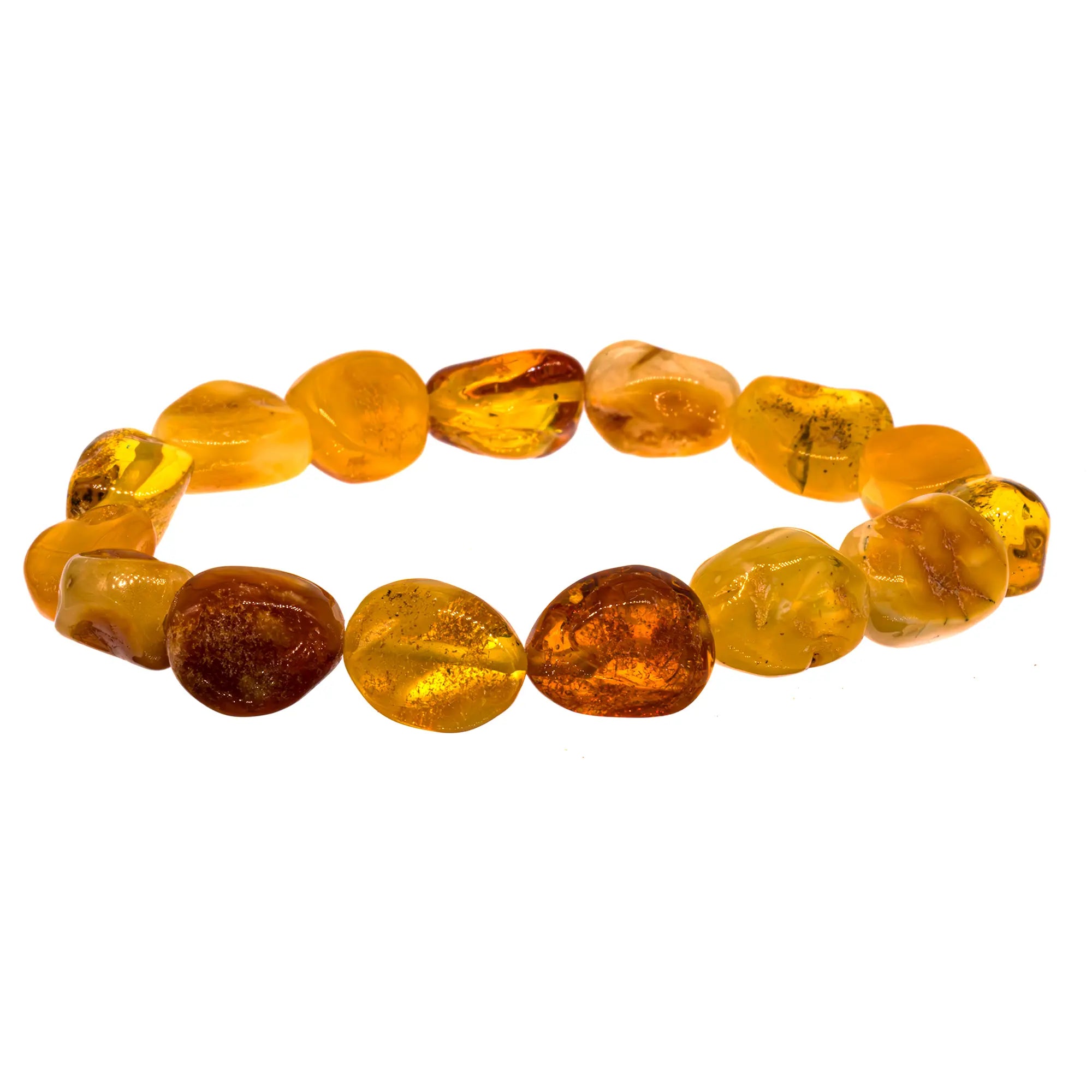 Bracelet Ambre naturel perle "galet poli"  - CRISTAL SOURCES