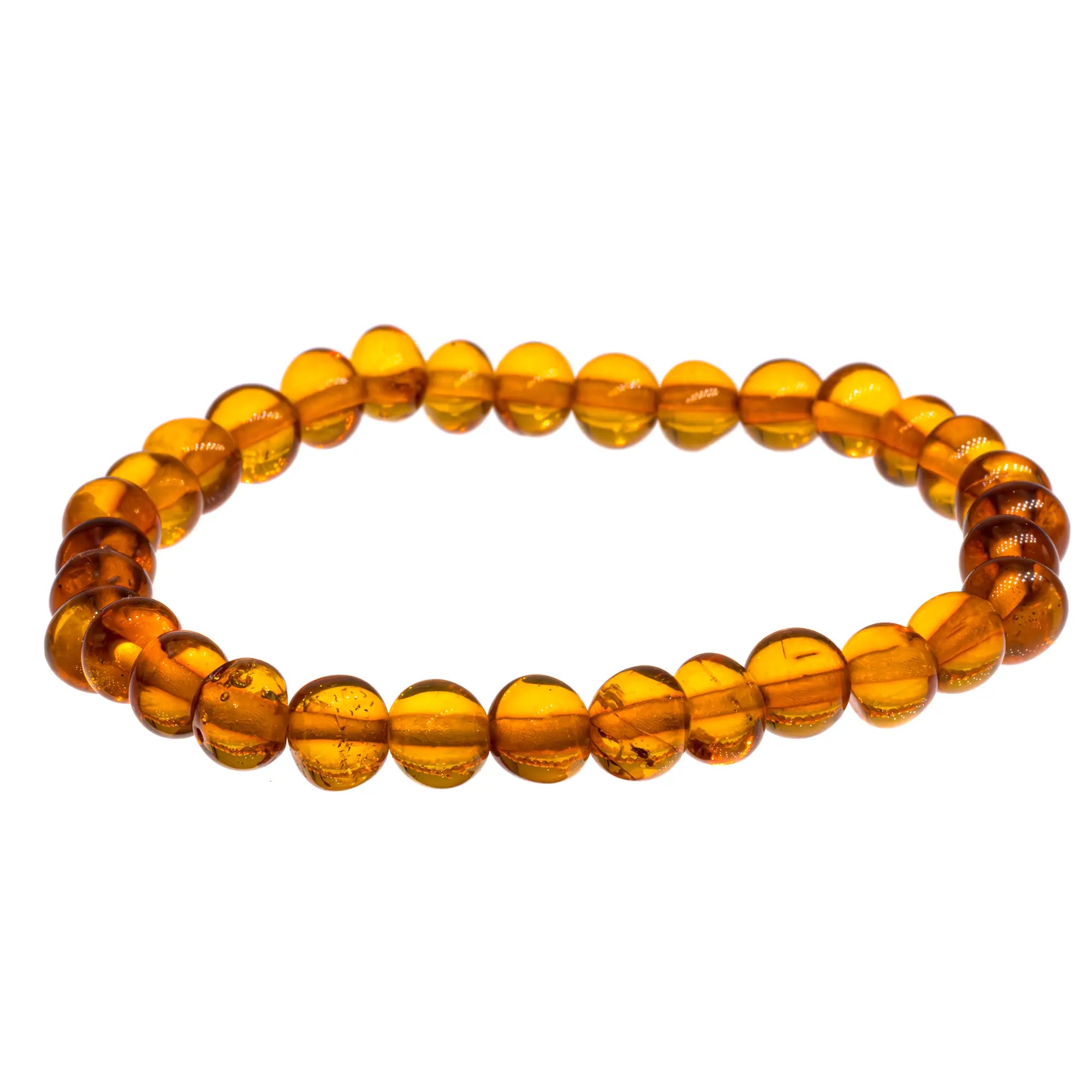 Bracelet Ambre naturel perle ronde 6mm  - CRISTAL SOURCES