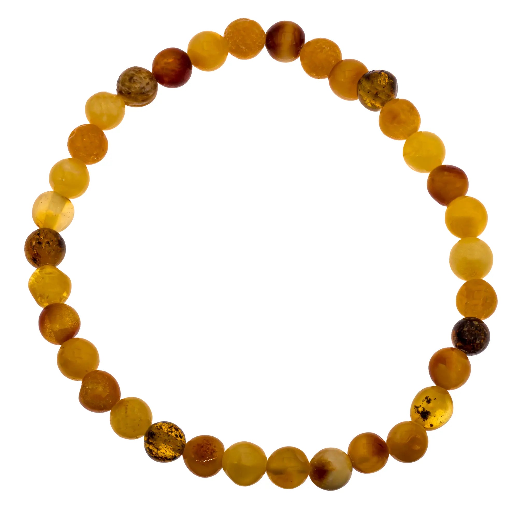 Bracelet Ambre naturel perle ronde 6mm  - CRISTAL SOURCES