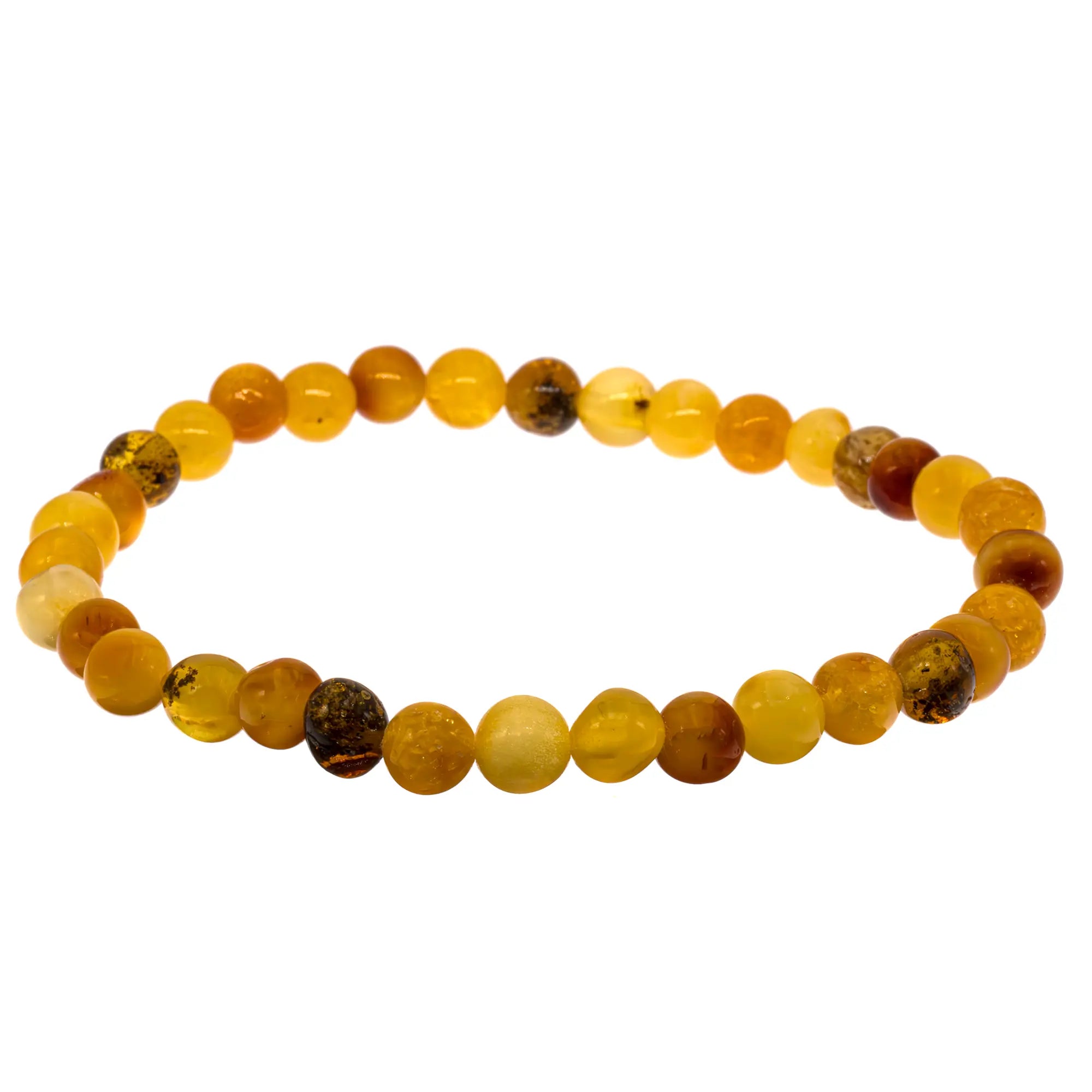 Bracelet Ambre naturel perle ronde 6mm  - CRISTAL SOURCES