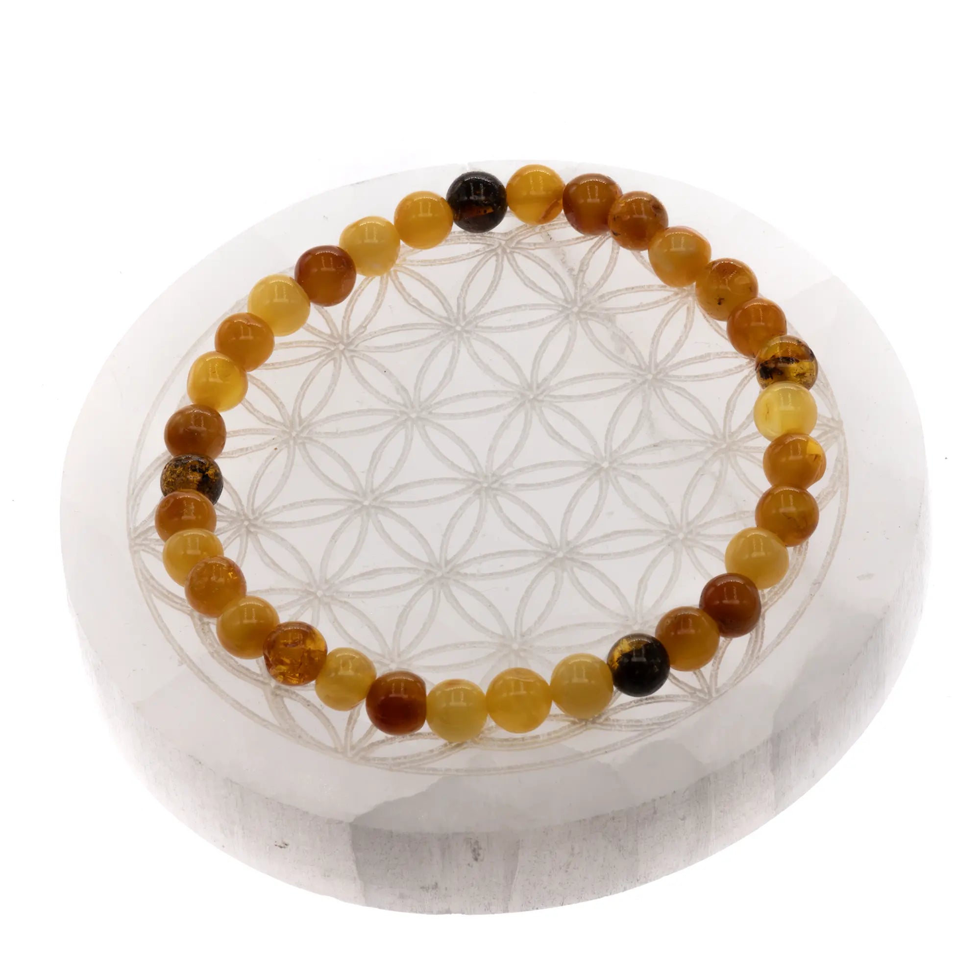 Bracelet Ambre naturel perle ronde 6mm 