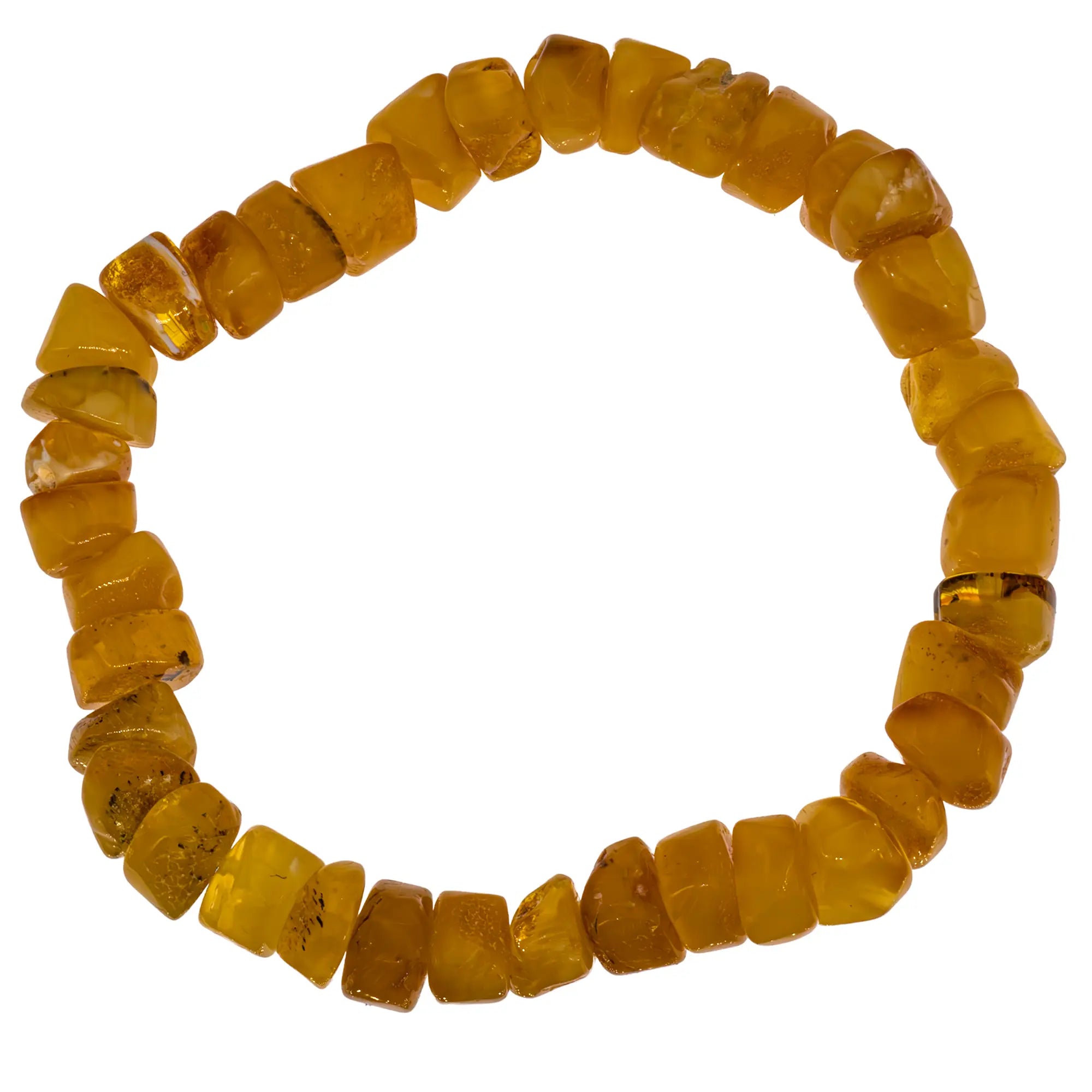 Bracelet Ambre naturel perle plate  - CRISTAL SOURCES