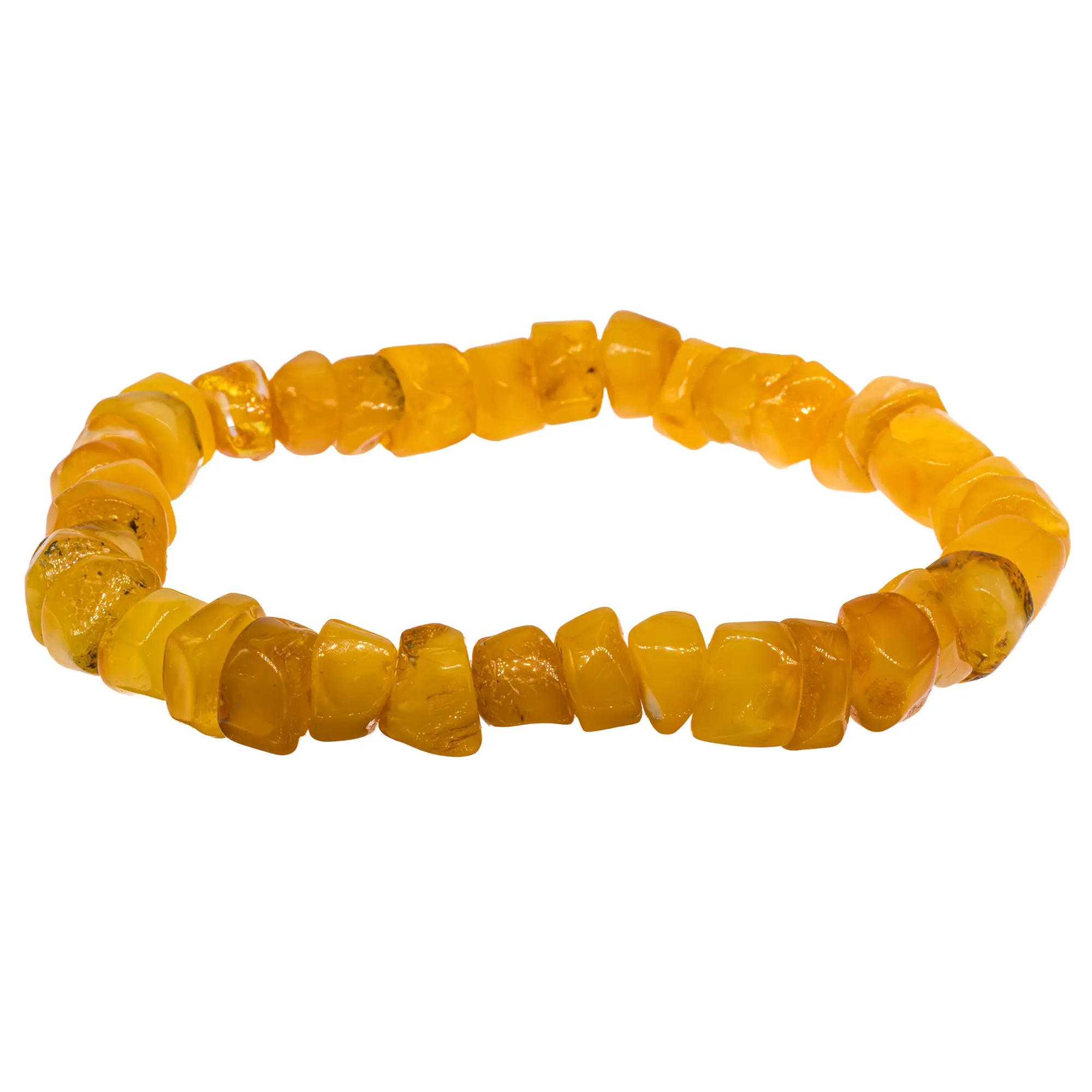 Bracelet Ambre naturel perle plate  - CRISTAL SOURCES