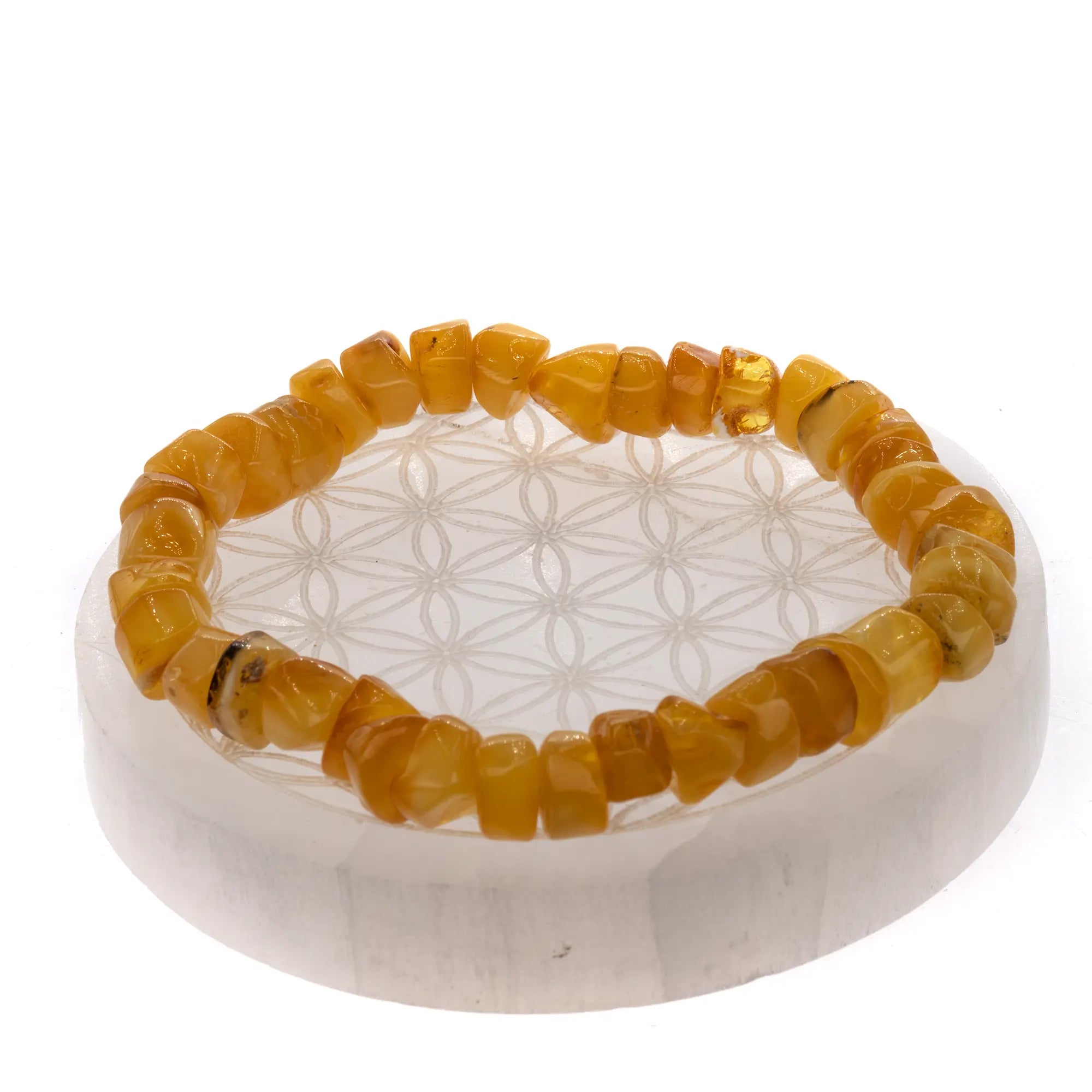 Bracelet Ambre naturel perle plate 