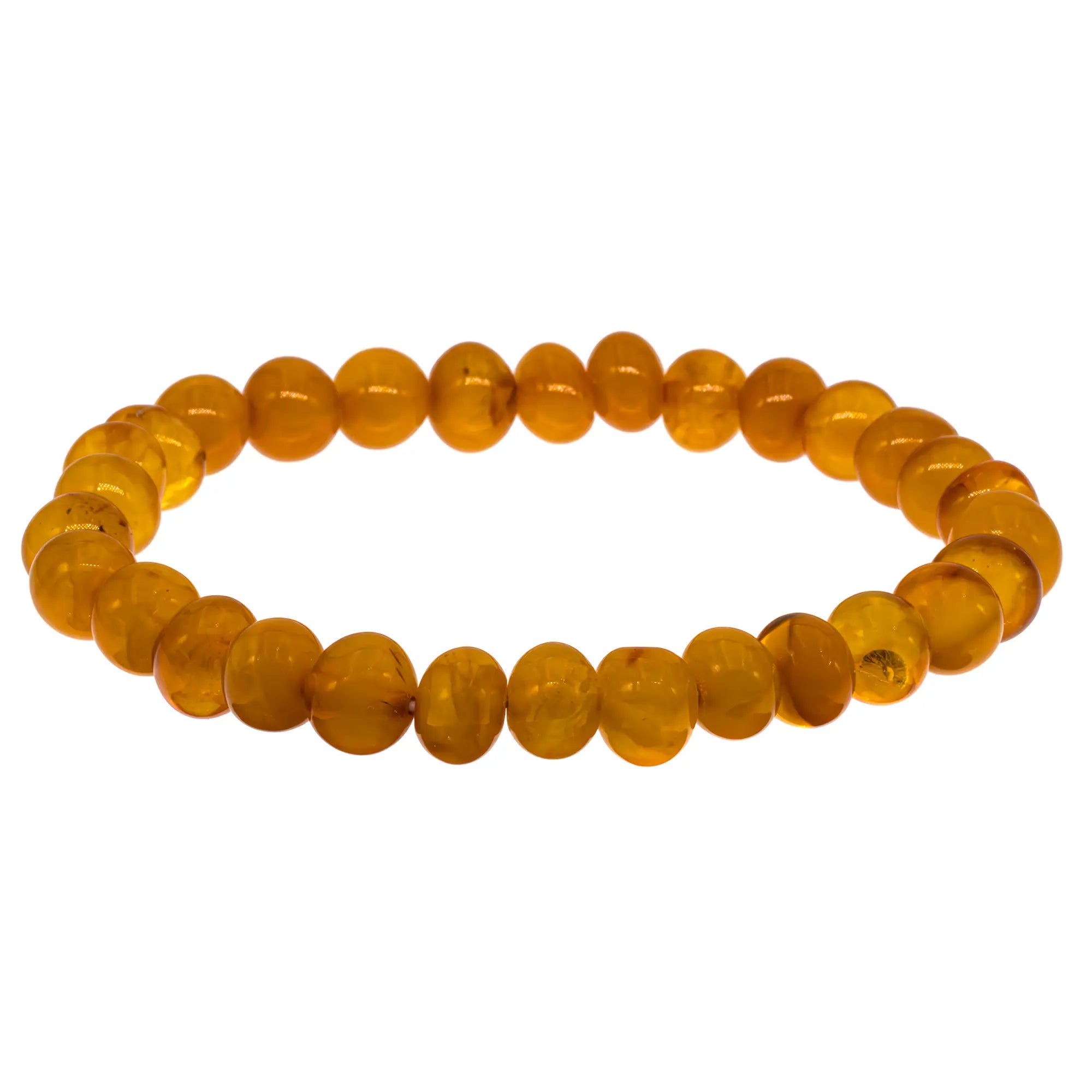 Bracelet Ambre naturel perle ronde 7mm  - CRISTAL SOURCES