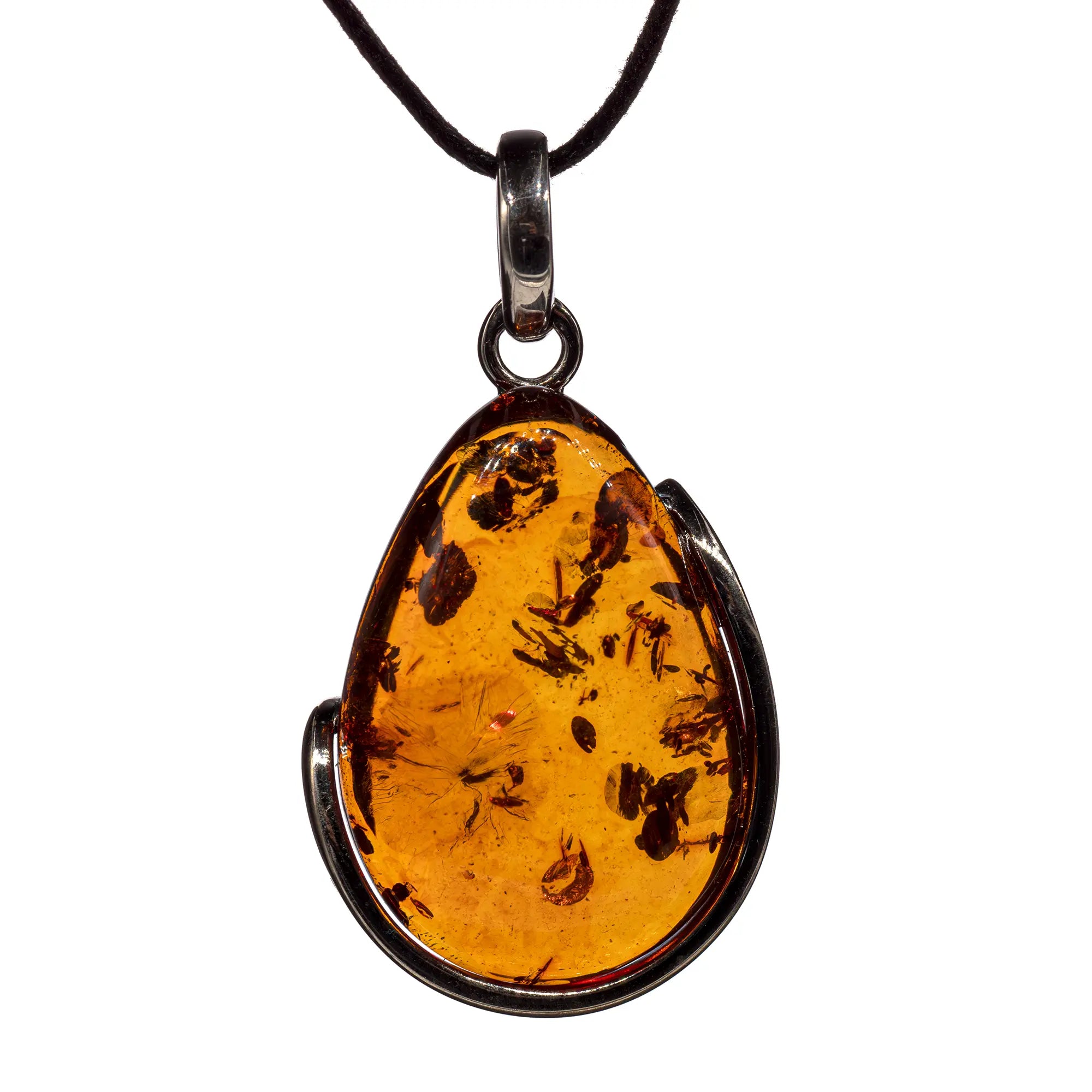 Pendentif Ambre argent - CRISTAL SOURCES