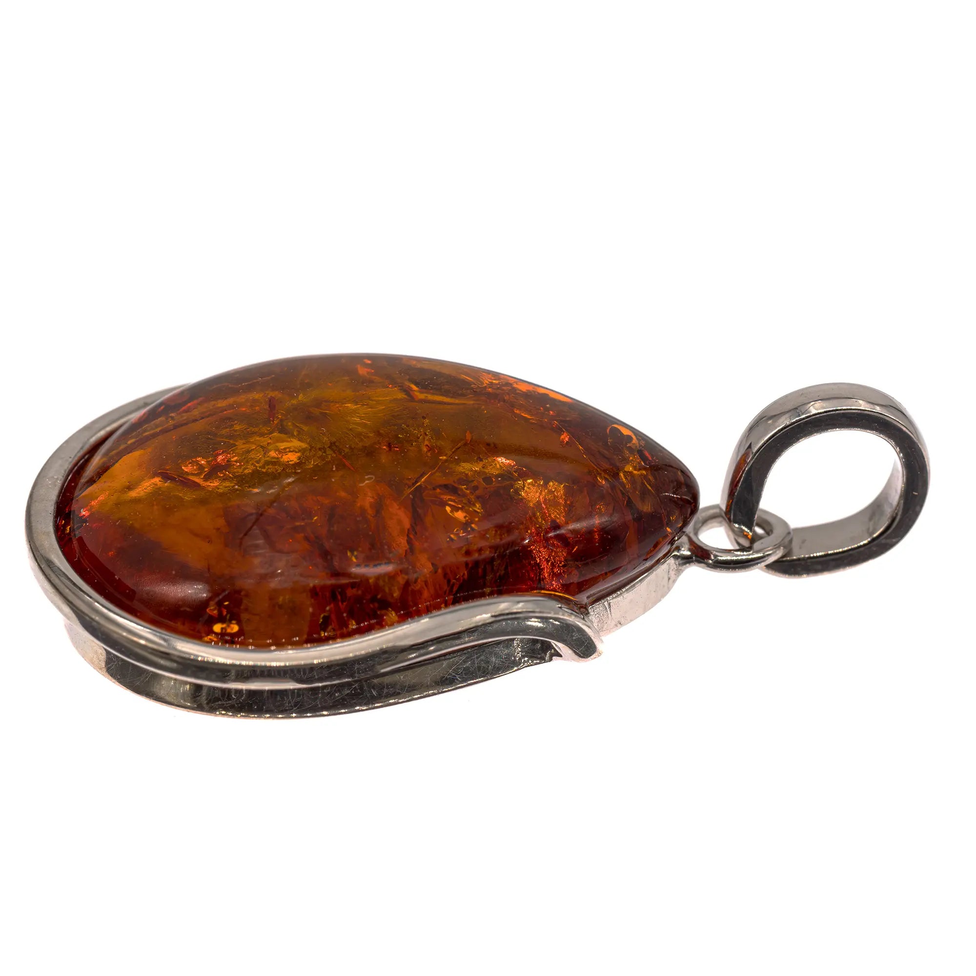 Pendentif Ambre argent - CRISTAL SOURCES