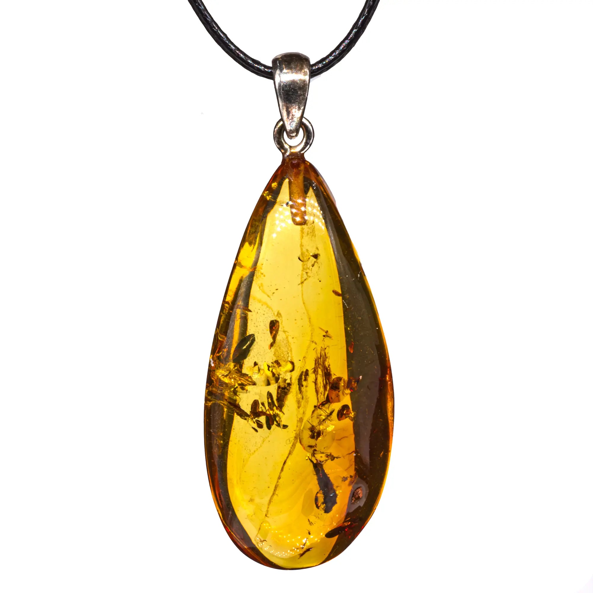 Pendentif Ambre goutte avec bélière argent - CRISTAL SOURCES