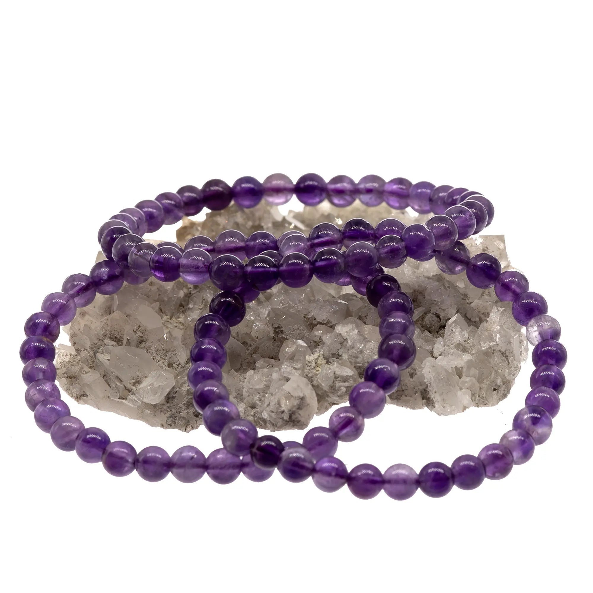 Bracelet Améthyste perle ronde 6mm 