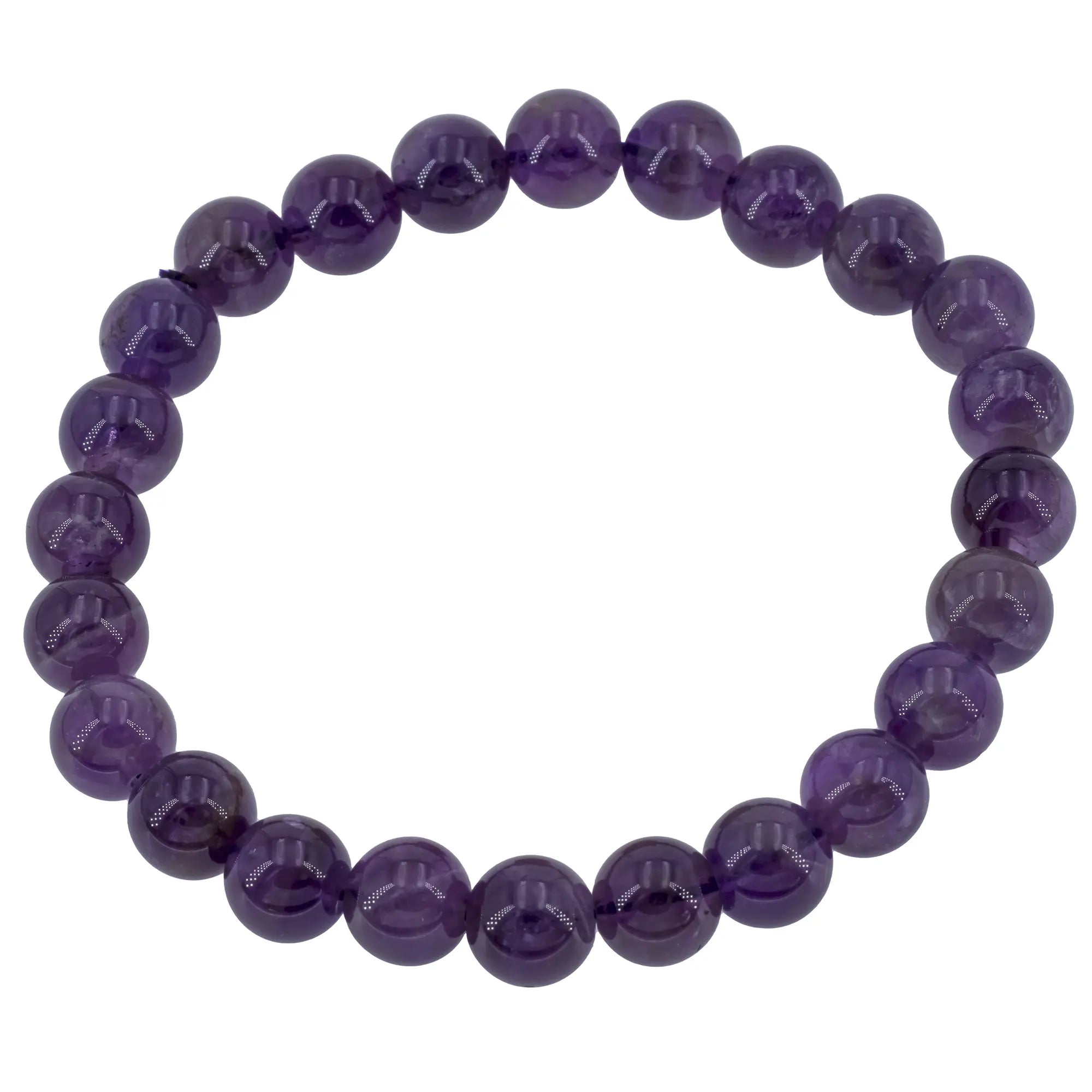 Bracelet Améthyste perle ronde 8mm - CRISTAL SOURCES