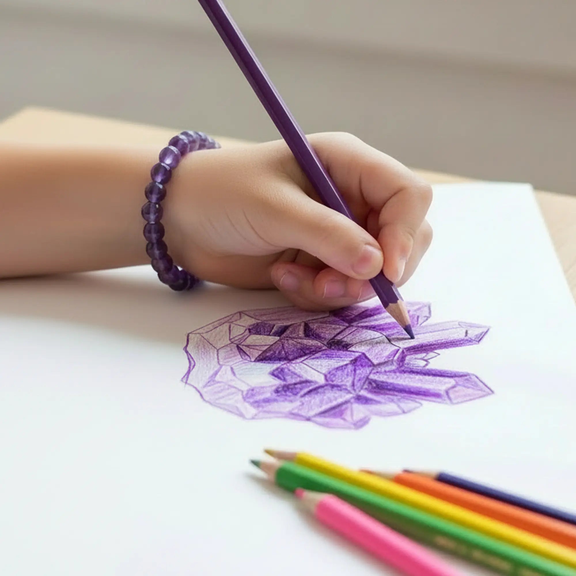 Bracelet enfant Améthyste perle ronde 4mm 