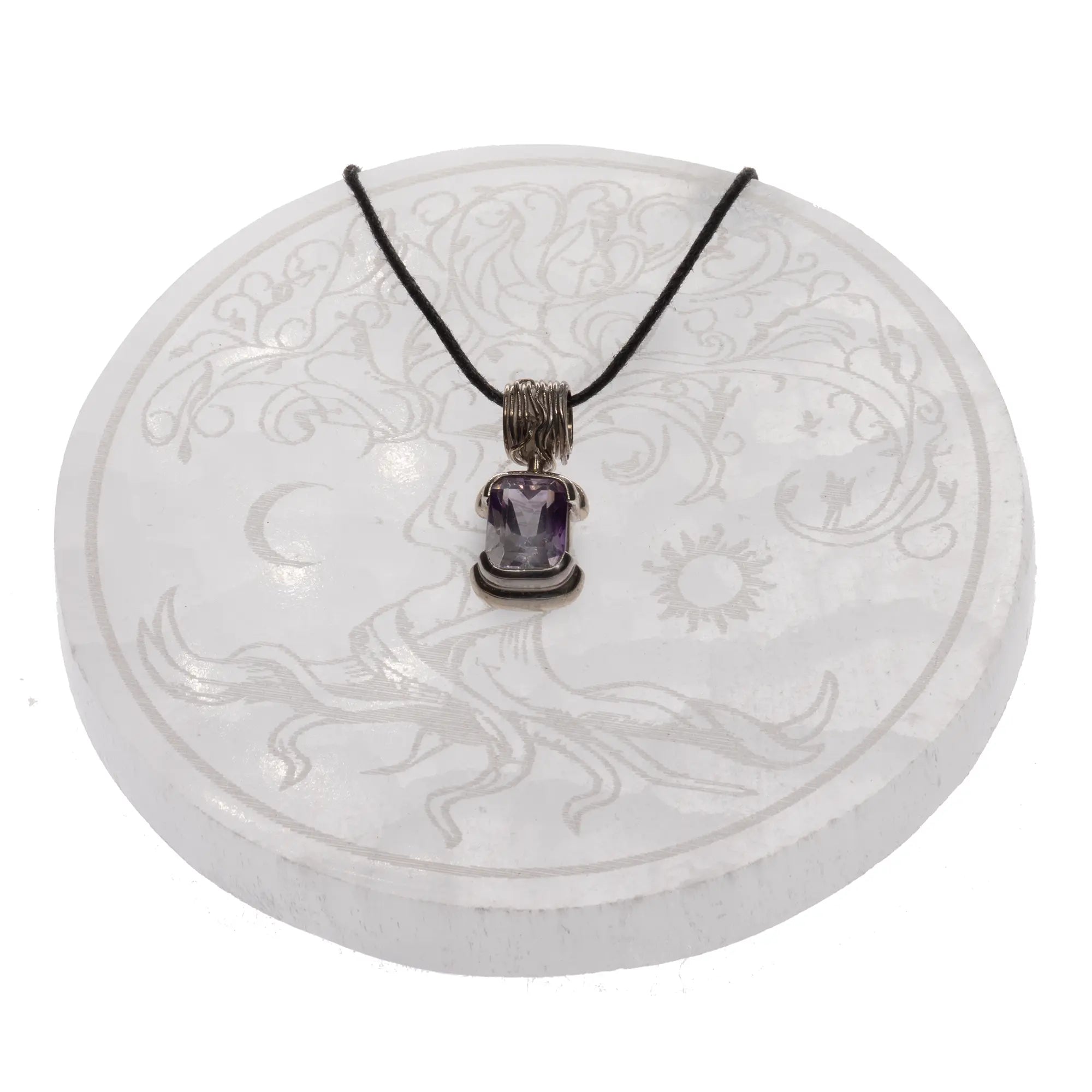 Pendentif rectangle avec Améthyste sur argent 925