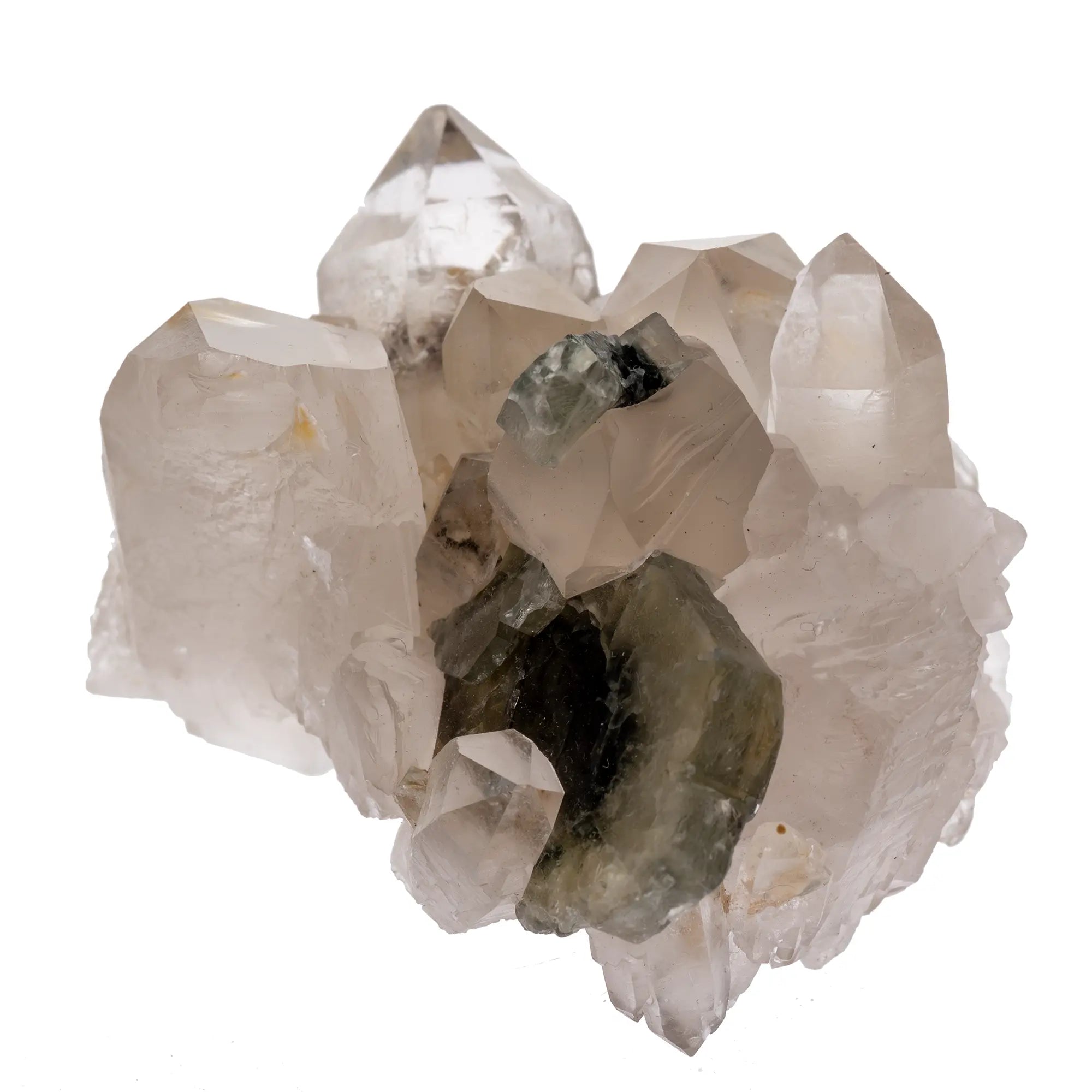 Apatite verte montrant une zonation de couleur sur quartz – Panasqueira