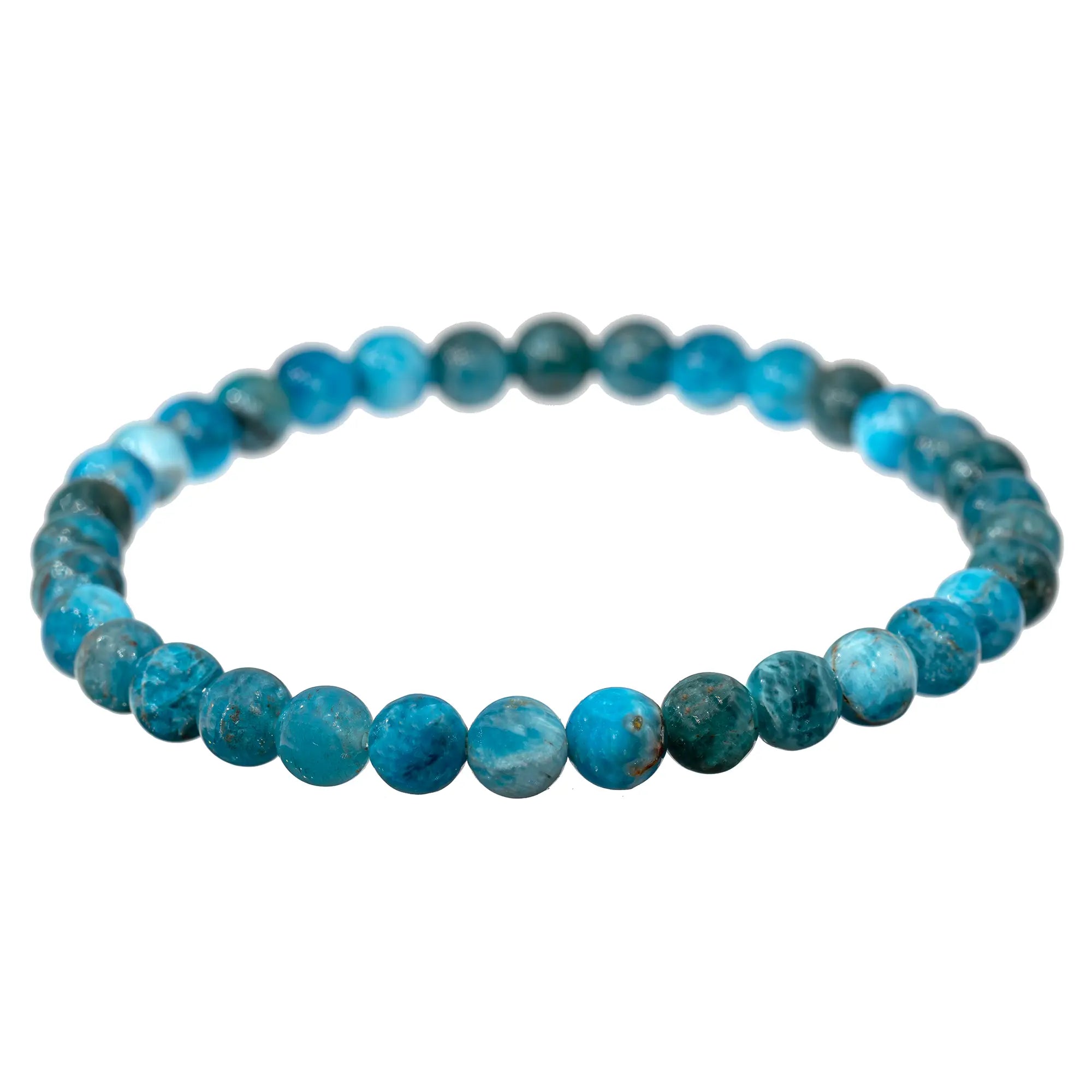 Bracelet Apatite bleue perle ronde 6mm  - CRISTAL SOURCES