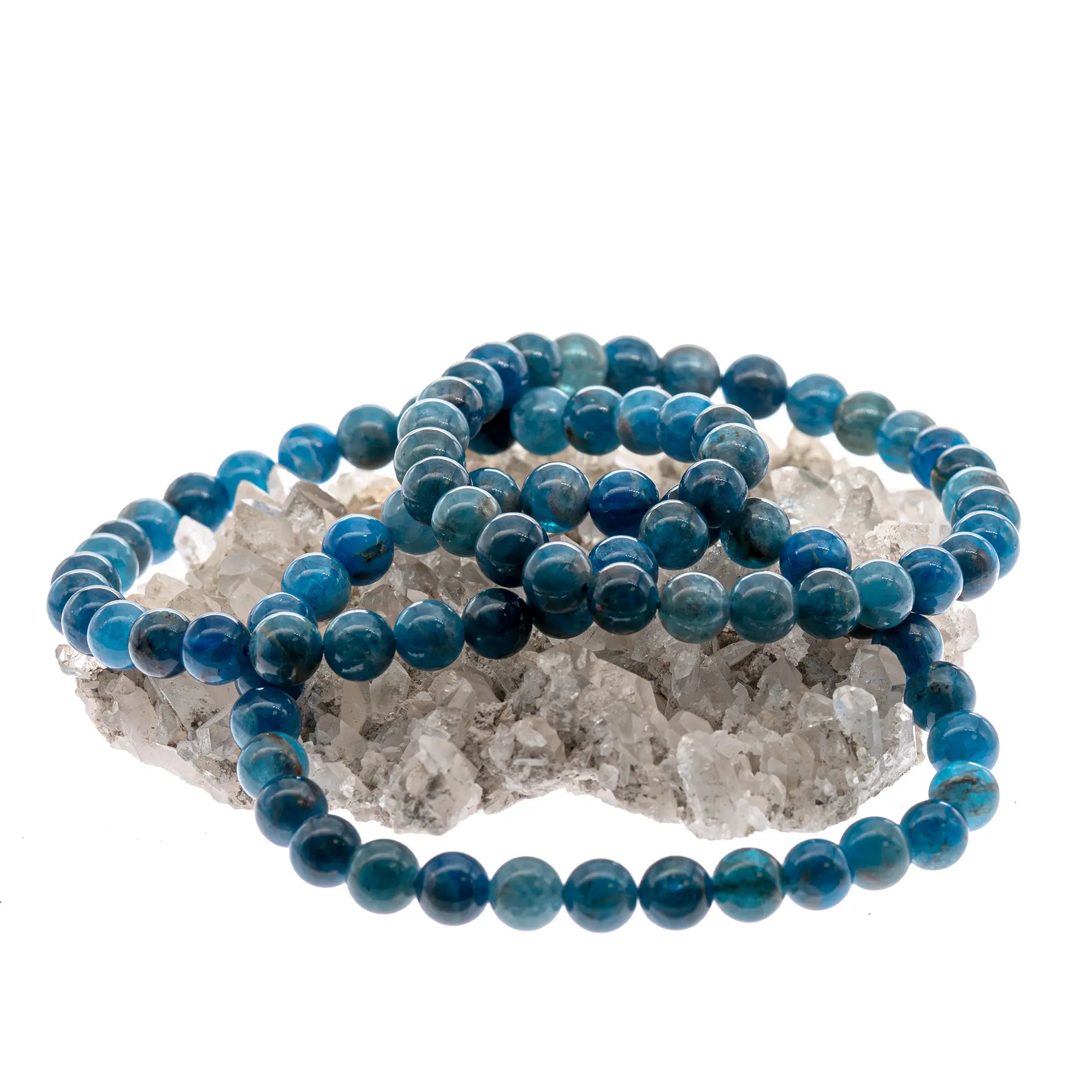 Bracelet Apatite bleue perle ronde 6mm 