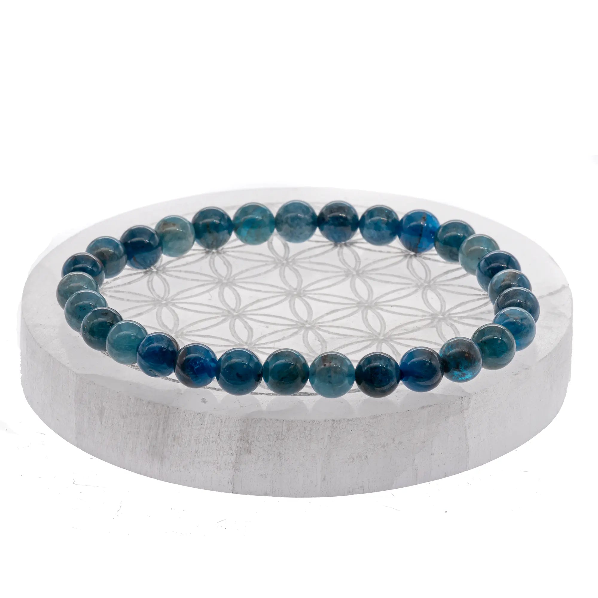 Bracelet Apatite bleue perle ronde 6mm 