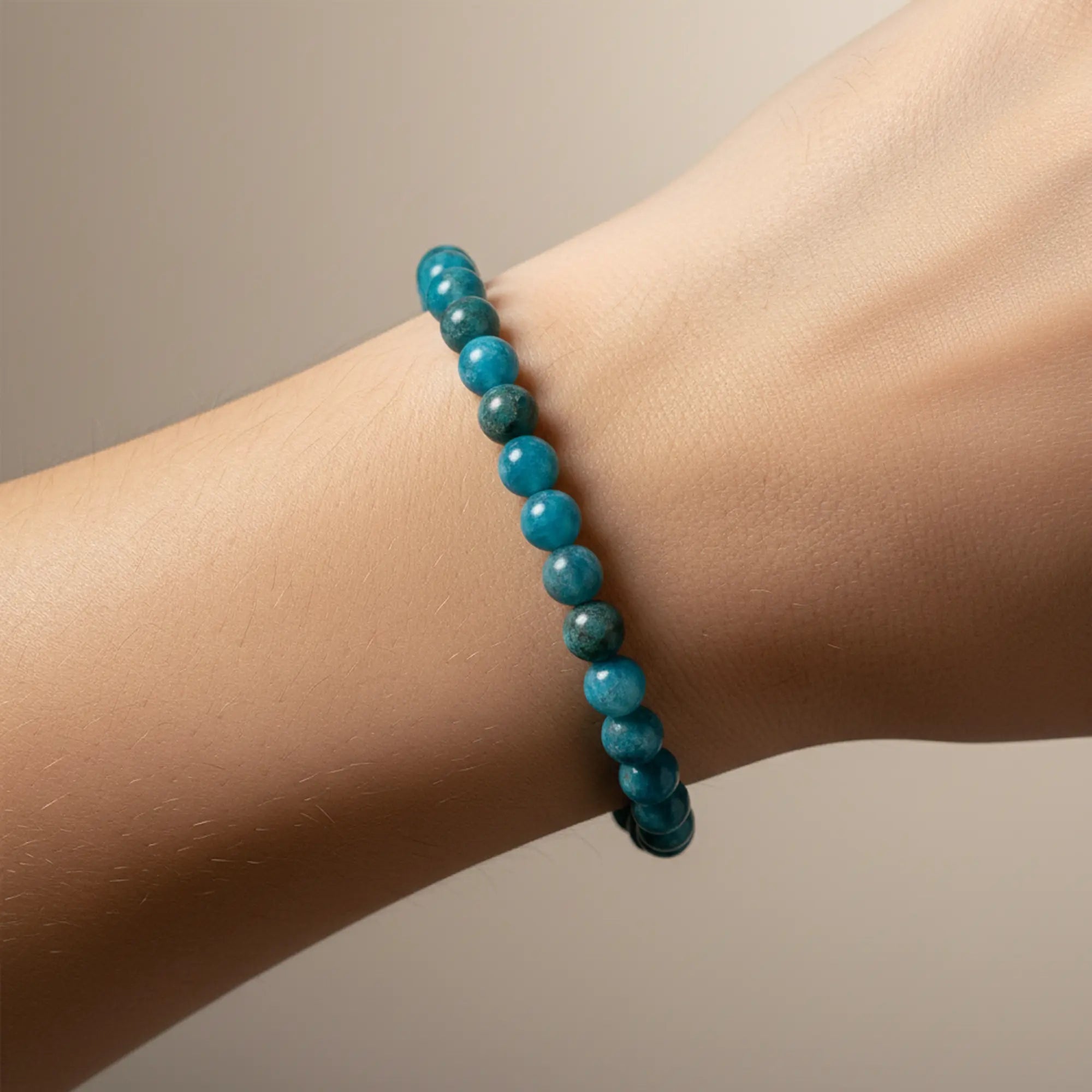Bracelet Apatite bleue perle ronde 6mm 
