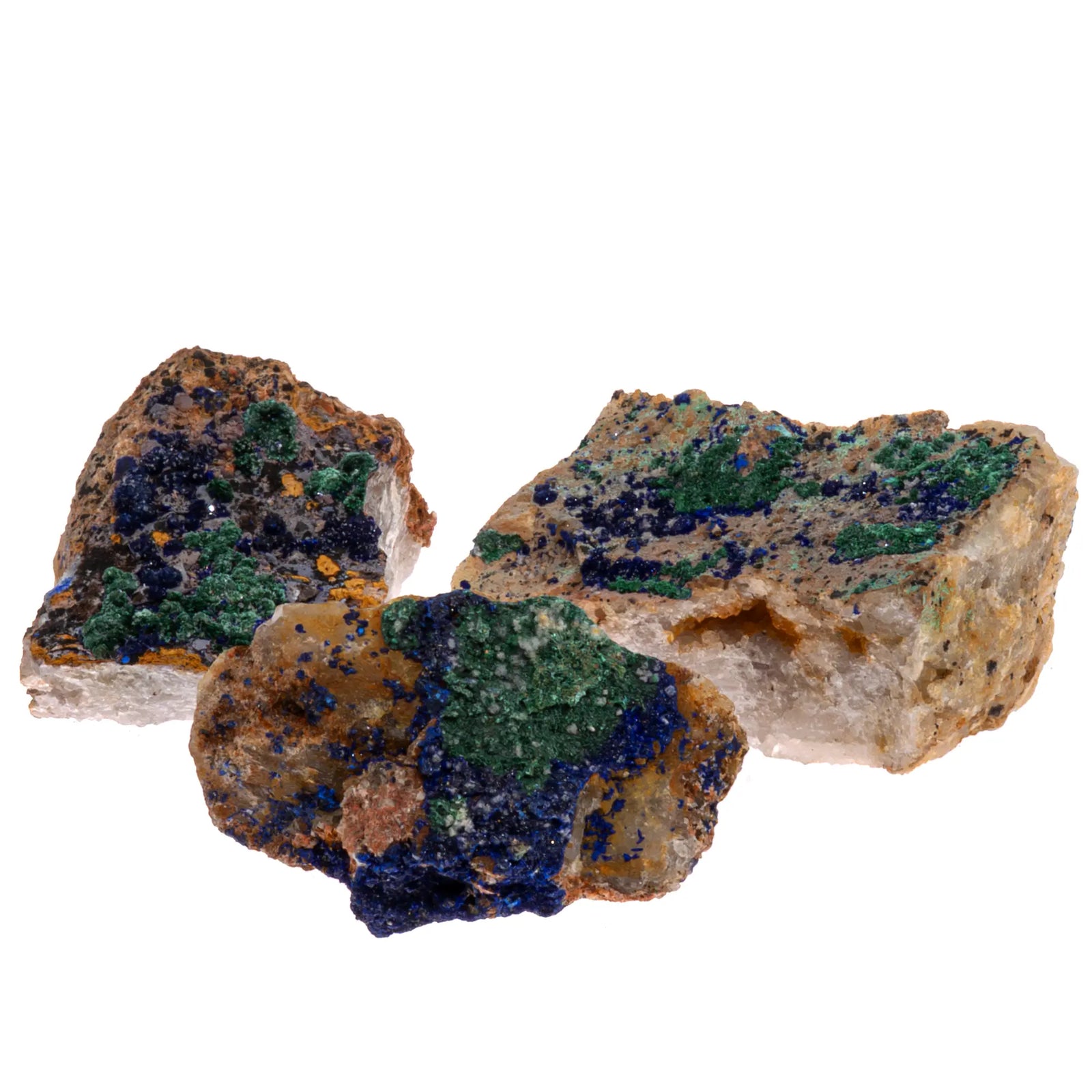 Azurite Malachite du Maroc – Placages sur gangue naturelle - 4 à 5 cm