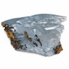 Baryte bleue de collection à cristaux biterminés sur matrice, provenance Nador au Maroc, spécimen minéralogique naturel aux cristaux translucides bleu clair.