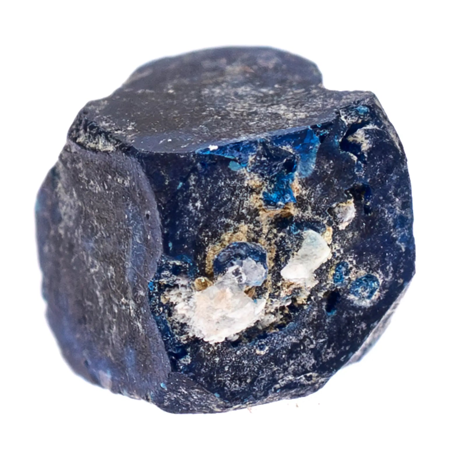 Boléite bleu vif – cristal brut partiellement formé – Mine Amelia Mexique