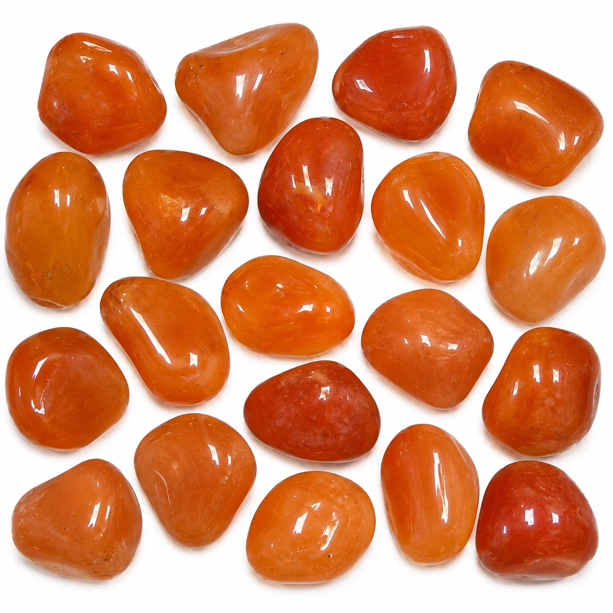 Pierre naturelle cornaline roulée du Botswana – assortiment de pierres roulées orange naturelles polies, qualité supérieure pour collection, décoration minérale et lithothérapie.
