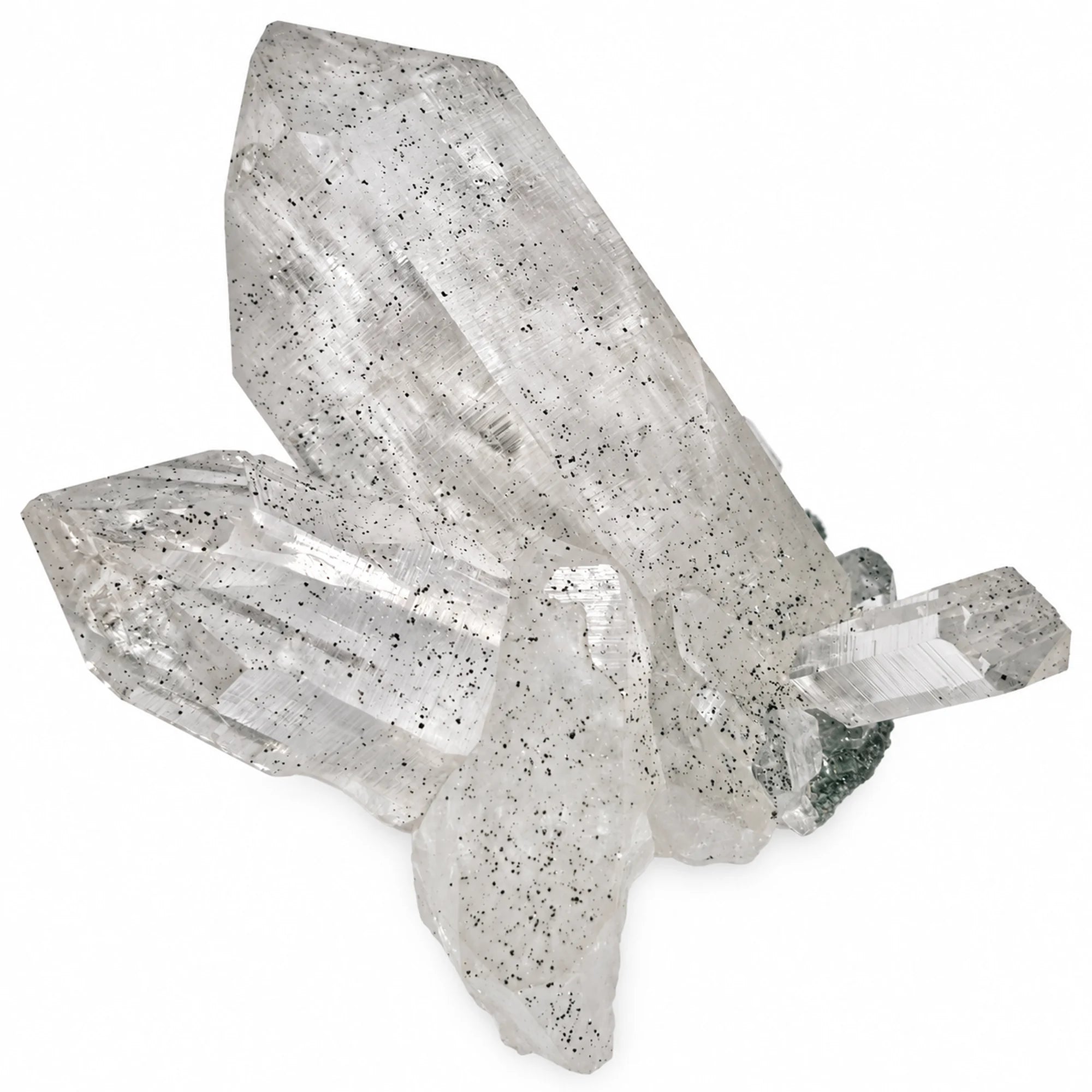 Cristal de roche de collection de la vallée de Kullu en Inde, grand cristal translucide riche en microcristaux d'anatase