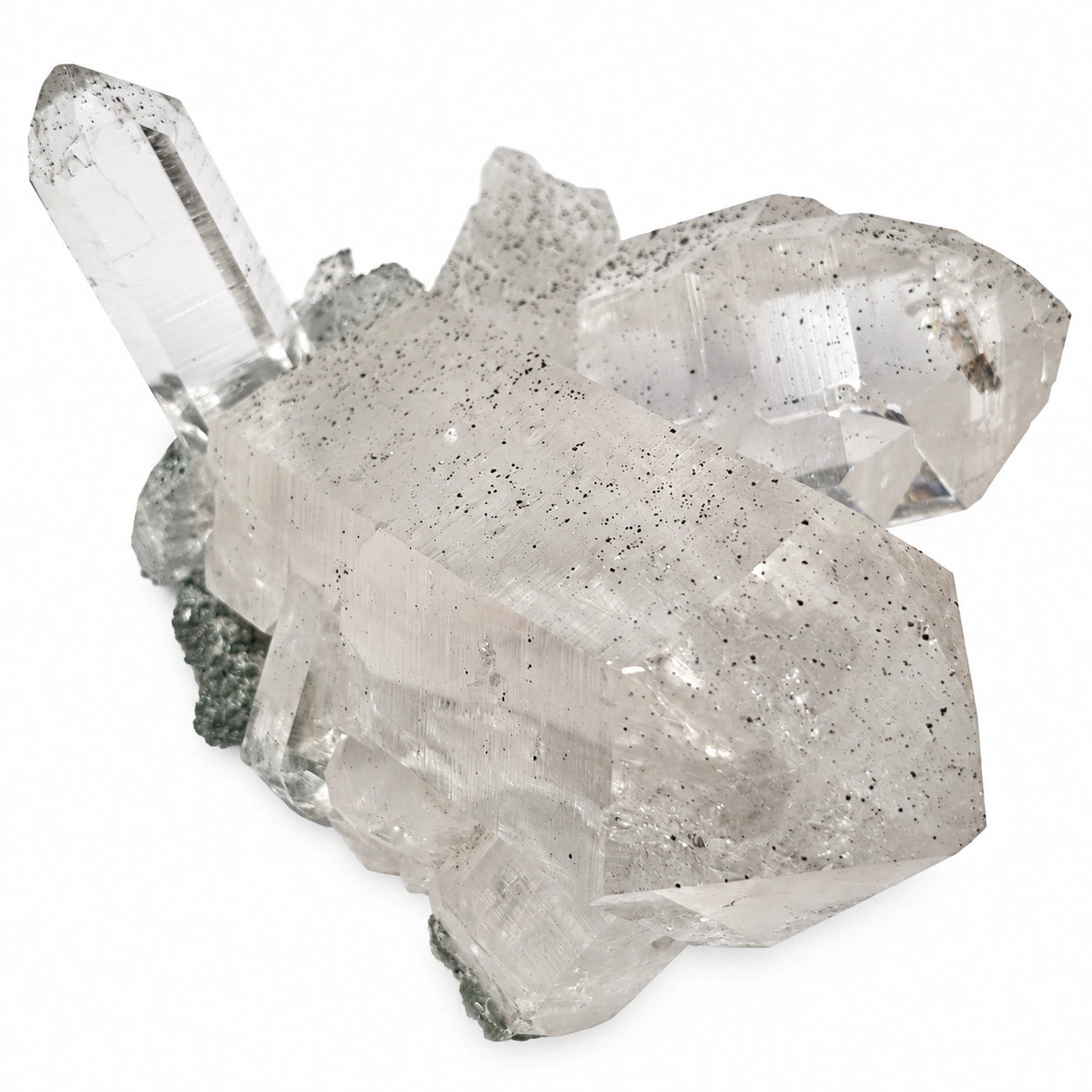 Superbe pièce de collection en cristal de roche de la vallée de Kullu, Inde, avec cristaux translucides et anatase