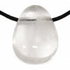 Pendentif cristal de roche de Madagascar en pierre percée naturelle avec cordon noir, quartz transparent poli de qualité, bijou en pierre naturelle pour lithothérapie.