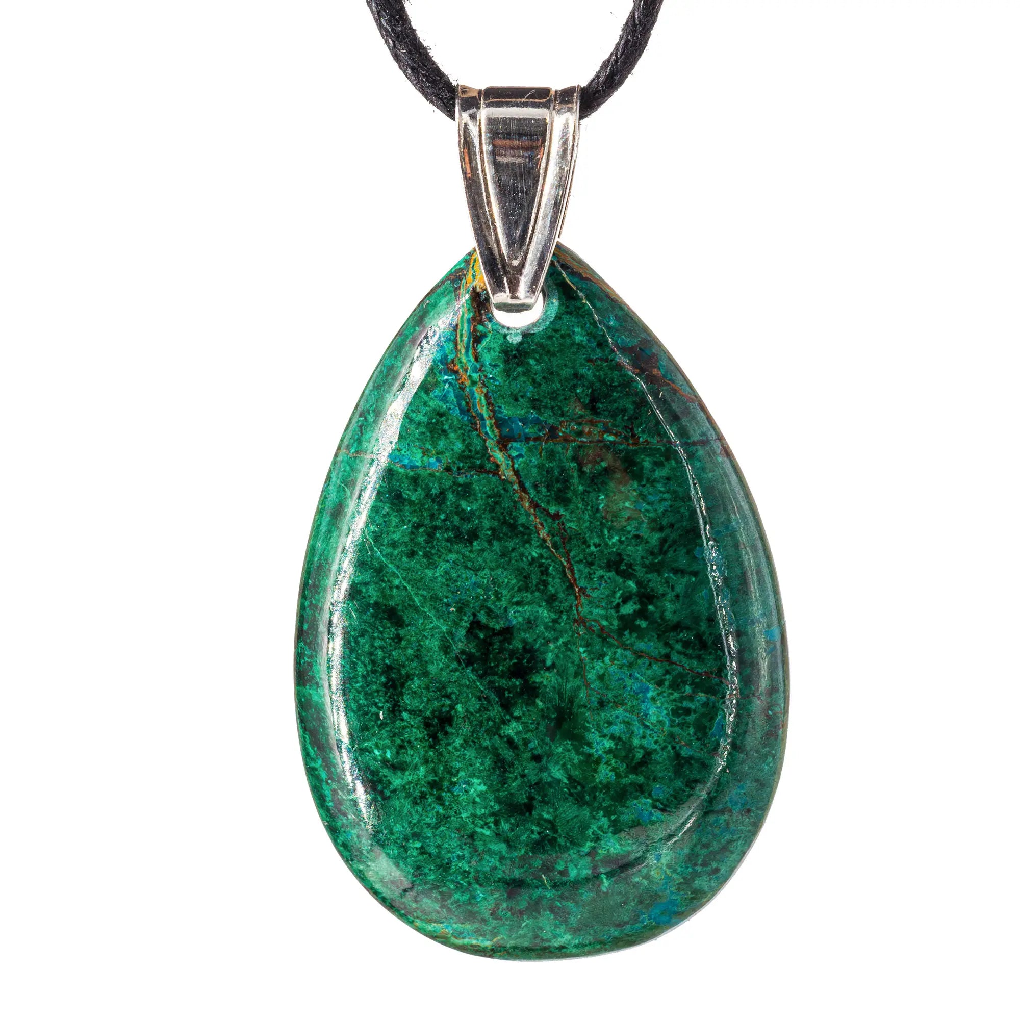 Pendentif chrysocolle argent - goutte - CRISTAL SOURCES