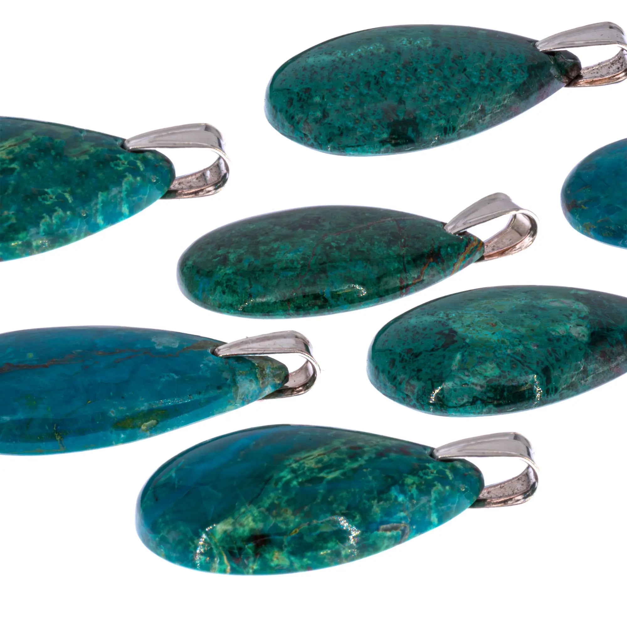 Pendentif chrysocolle argent - goutte - CRISTAL SOURCES