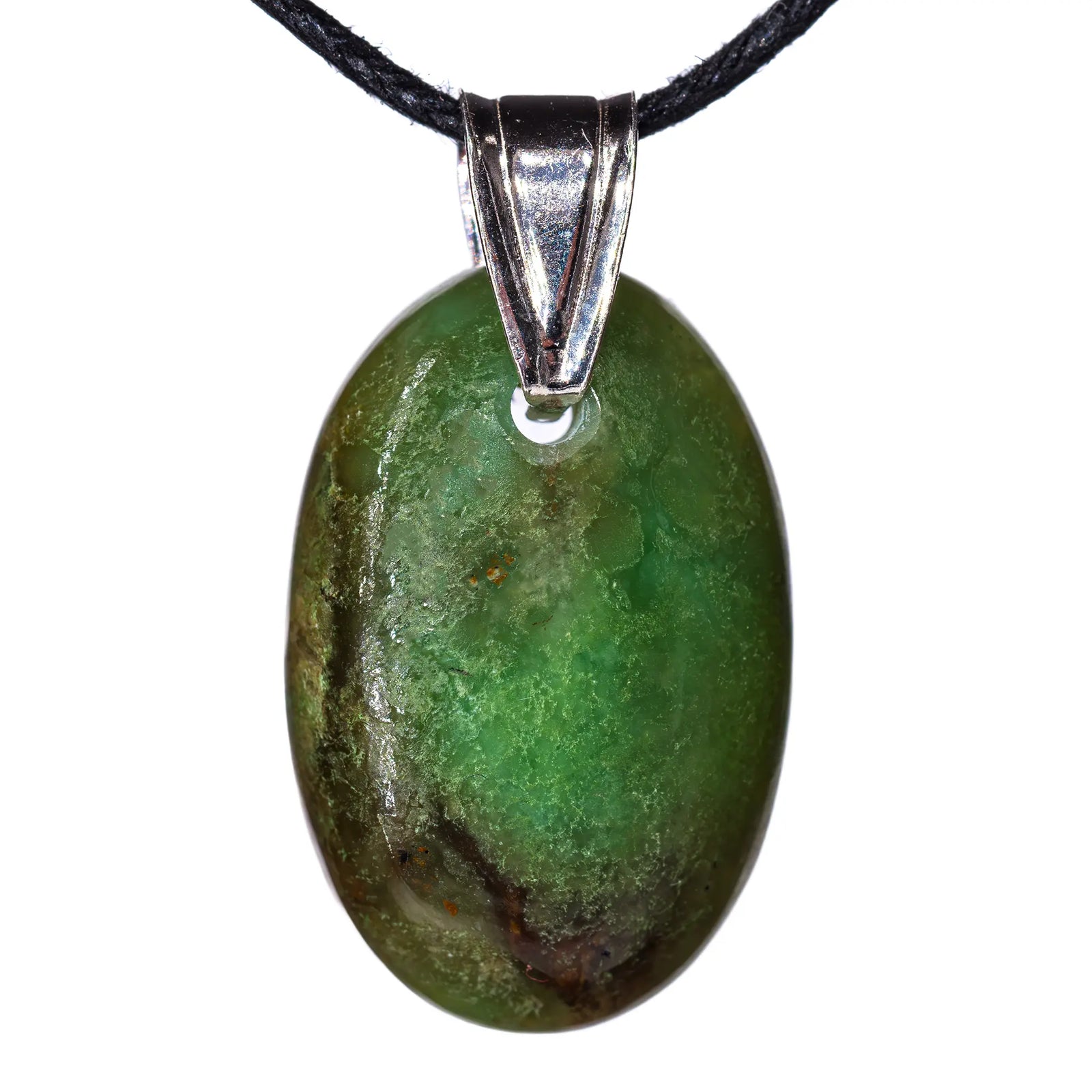 Pendentif chrysoprase argent - ovale - CRISTAL SOURCES