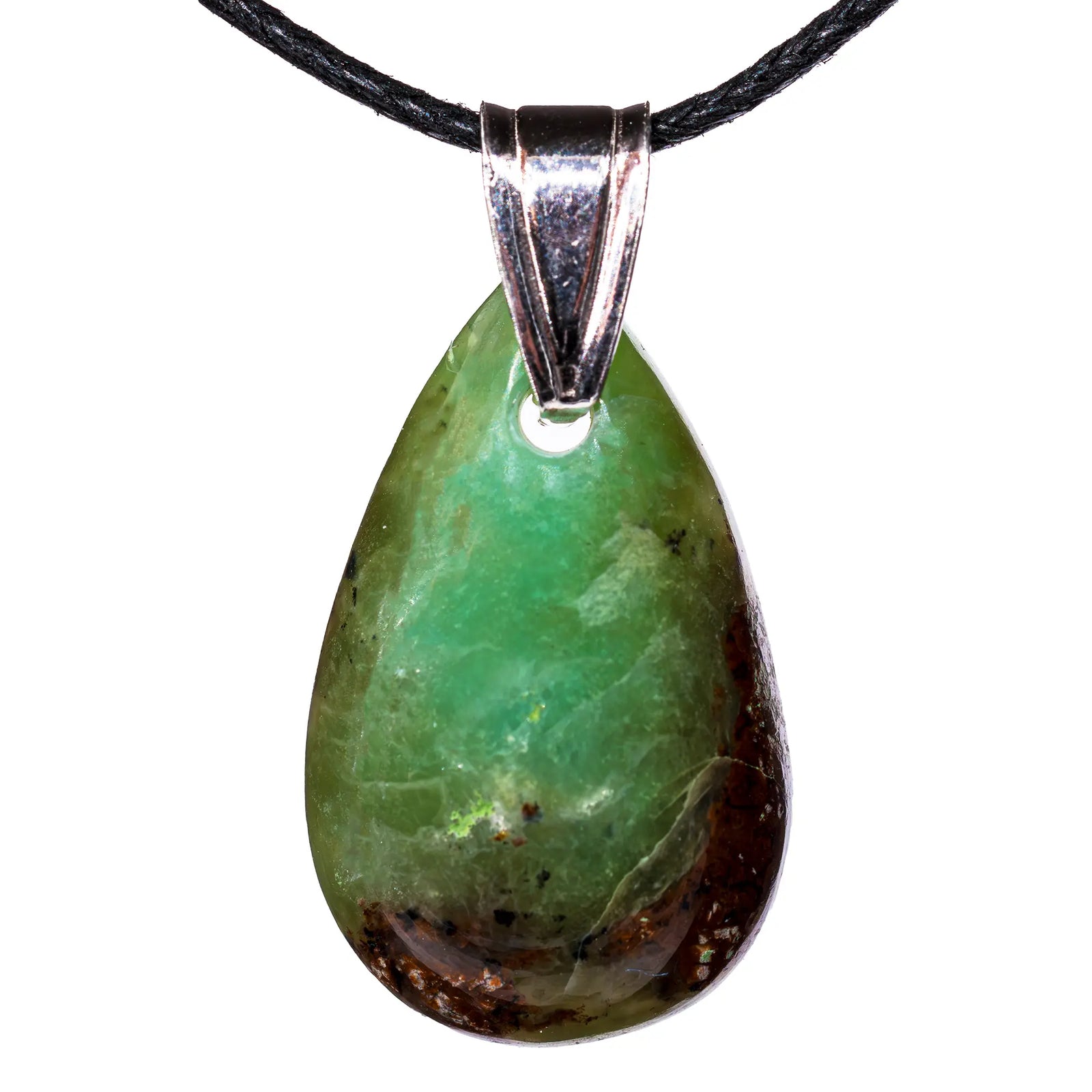 Pendentif chrysoprase argent - goutte - CRISTAL SOURCES