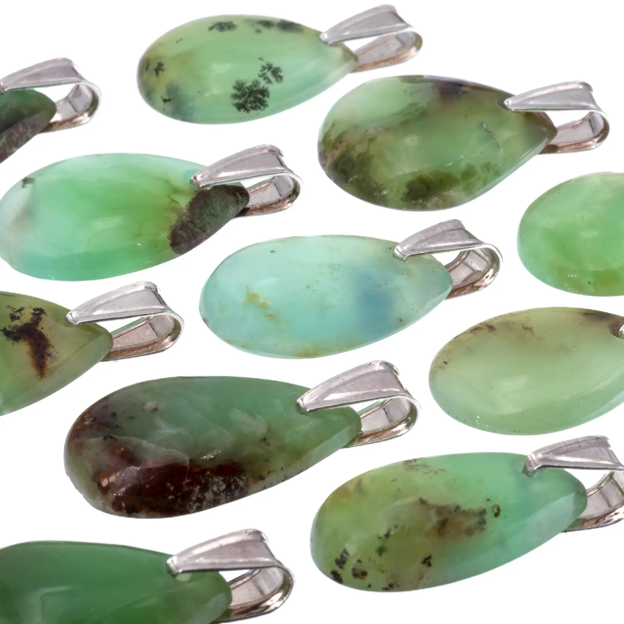 Pendentif chrysoprase argent - goutte - CRISTAL SOURCES