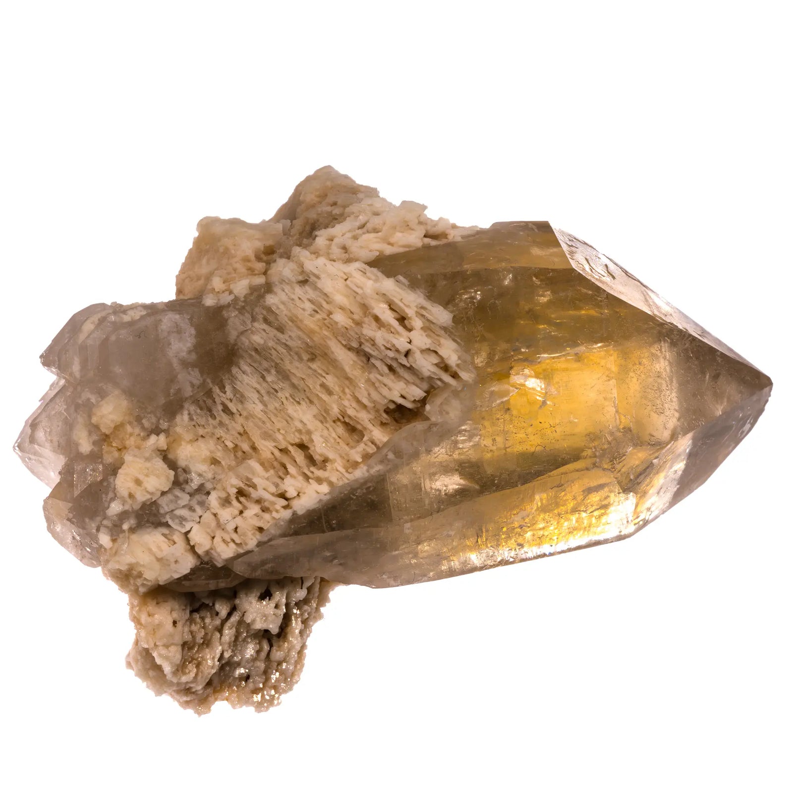 Citrine biterminée brute avec Microcline - Brésil - CRISTAL SOURCES