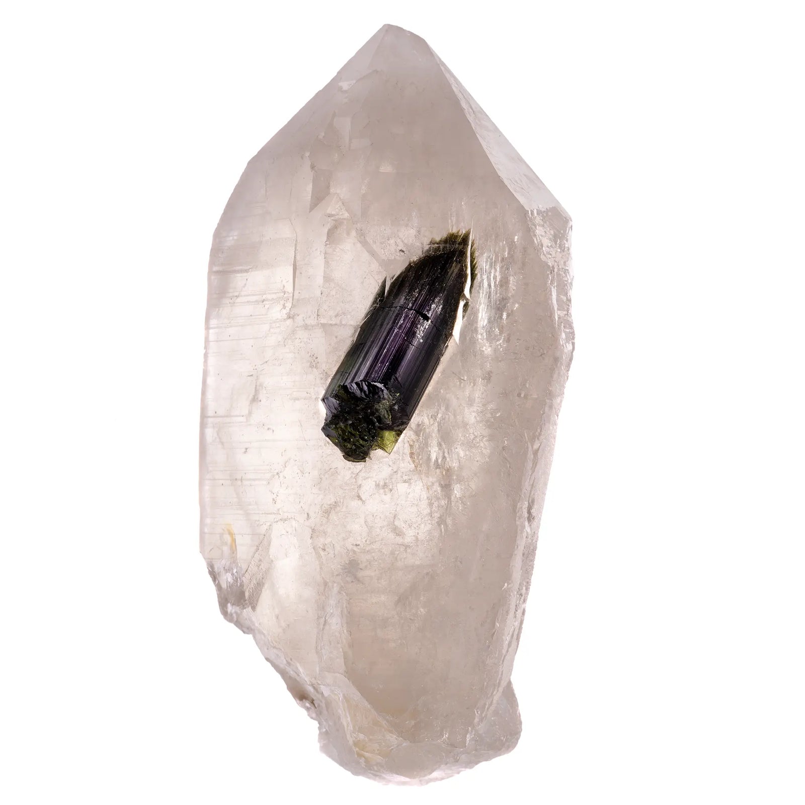 Gros cristal de citrine claire avec tourmaline verte fibreuse  – Barra do Salinas, Brésil