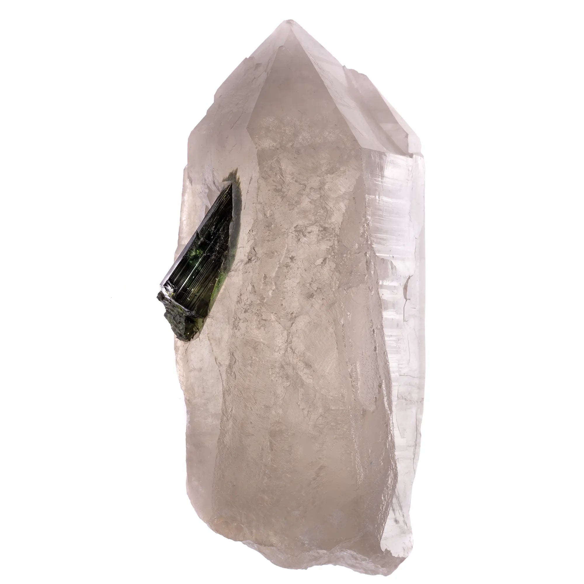 Gros cristal de citrine claire avec tourmaline verte fibreuse  – Barra do Salinas, Brésil