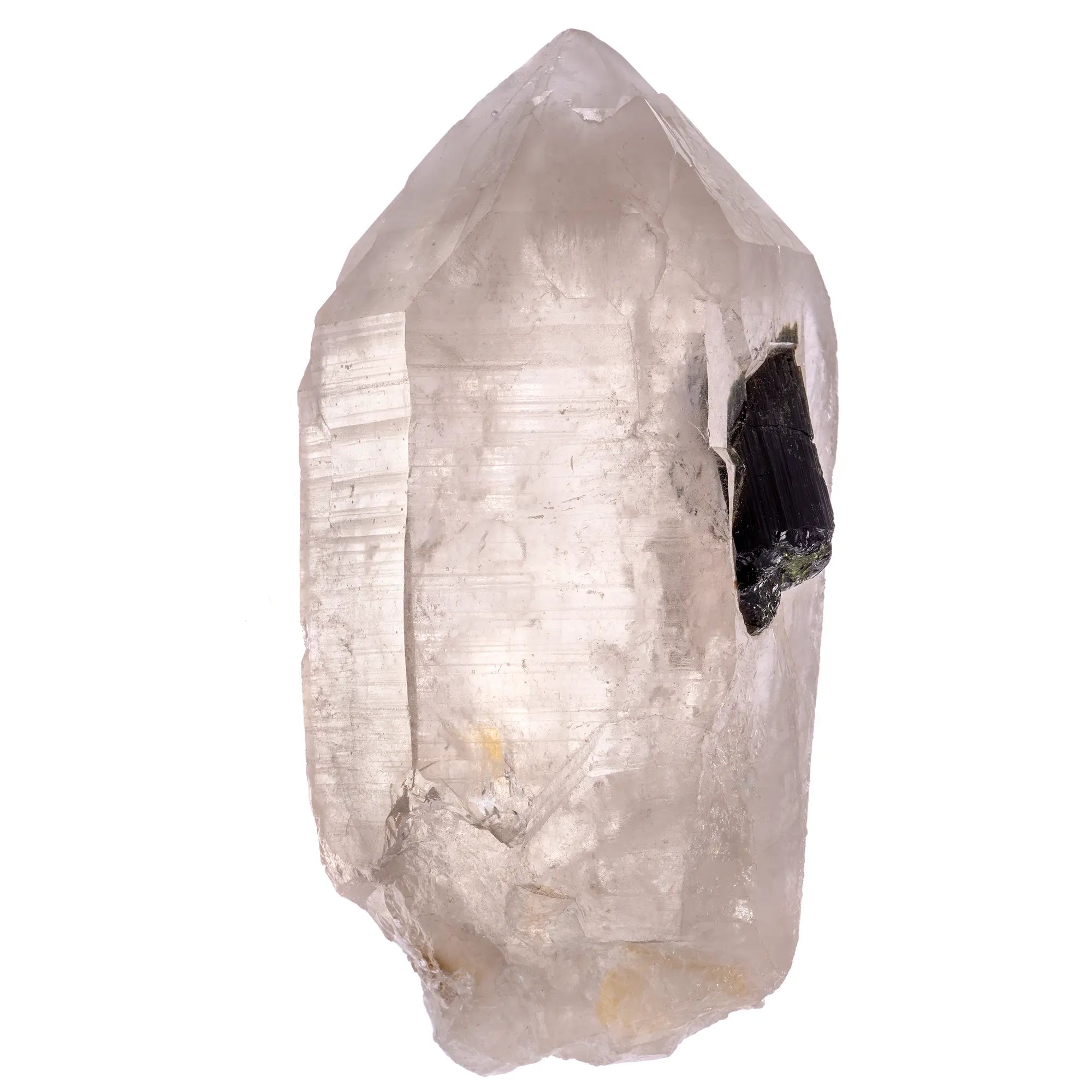 Gros cristal de citrine claire avec tourmaline verte fibreuse  – Barra do Salinas, Brésil