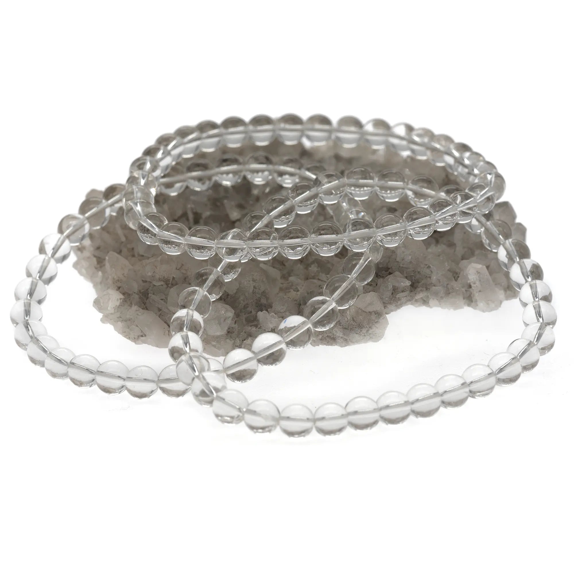 Bracelet Cristal de roche perle ronde 6 mm 