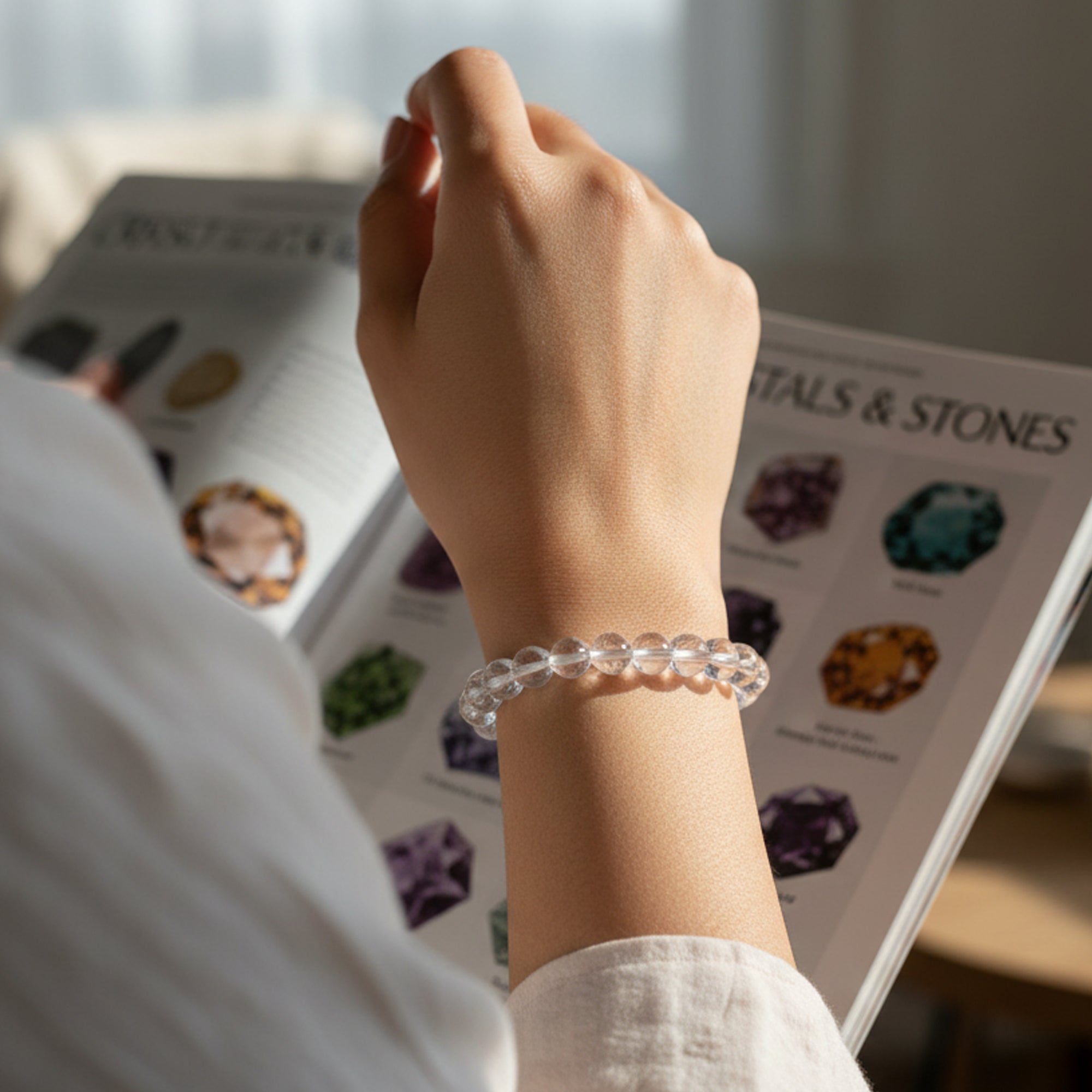 Bracelet Cristal de roche perle ronde 6 mm 