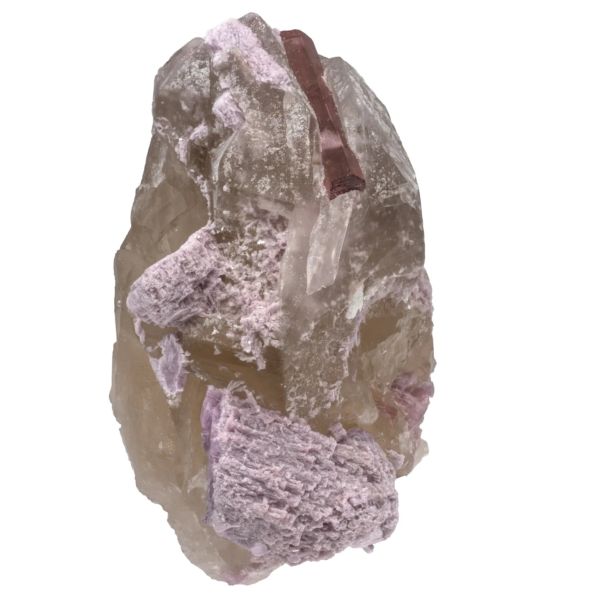 Tourmaline rose et lépidolite sur quartz - collection - CRISTAL SOURCES