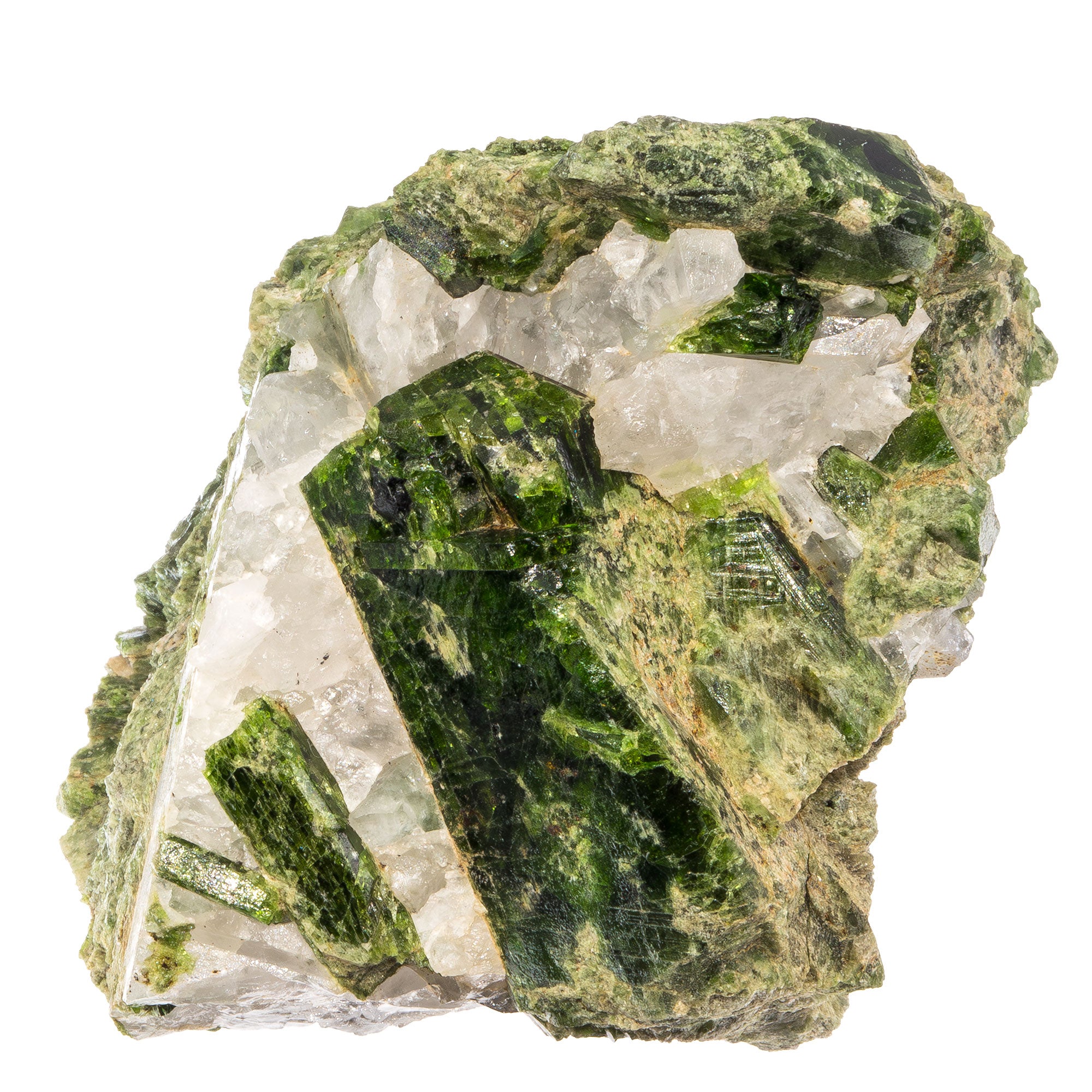 Diopside cristal brut sur gangue - Araçuai, Brésil